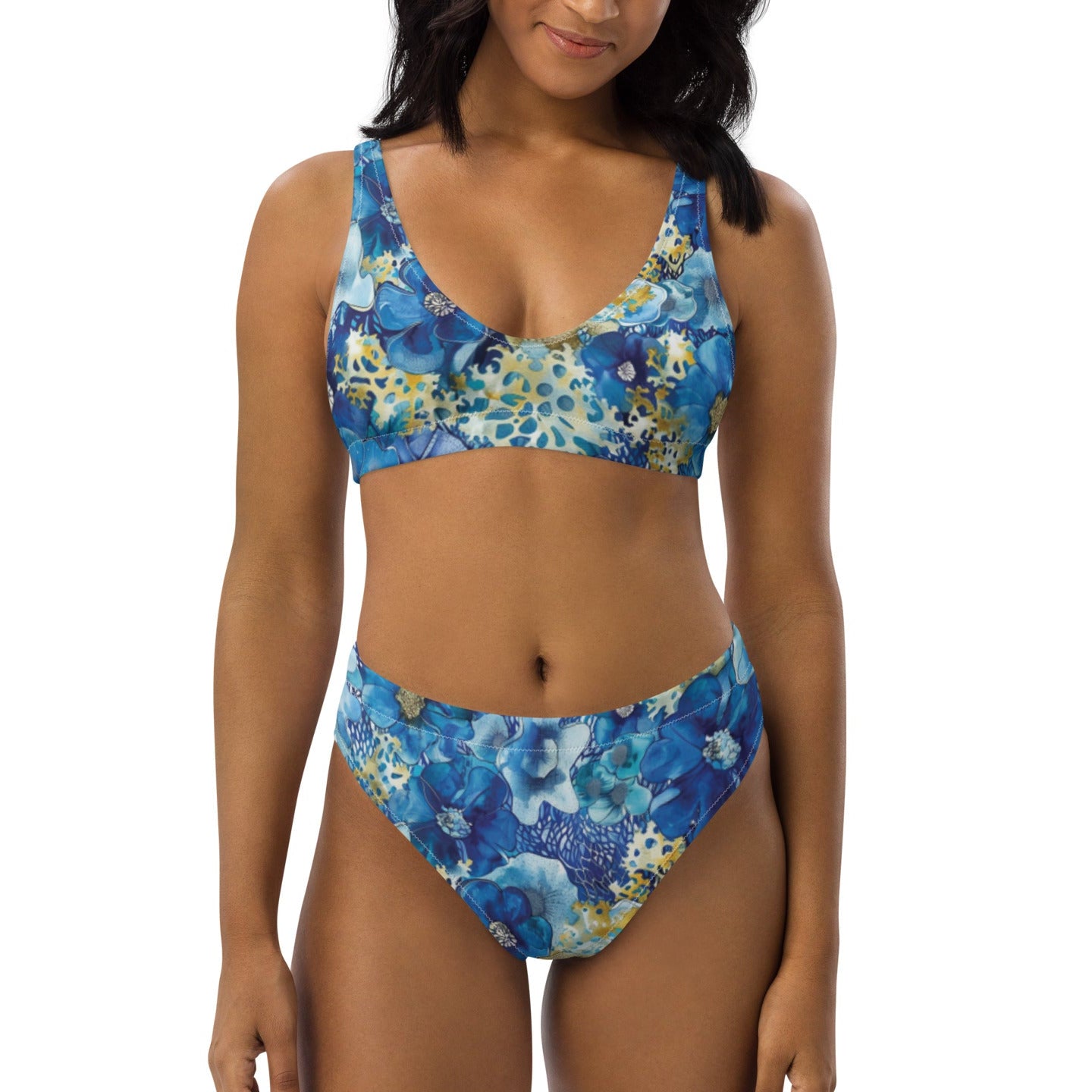 Coral blossom scuba bikini for scuba divers. The scuba bikini stays put while diving. No slips under your wetsuit with UPF 50+ sun protection made for diving.
