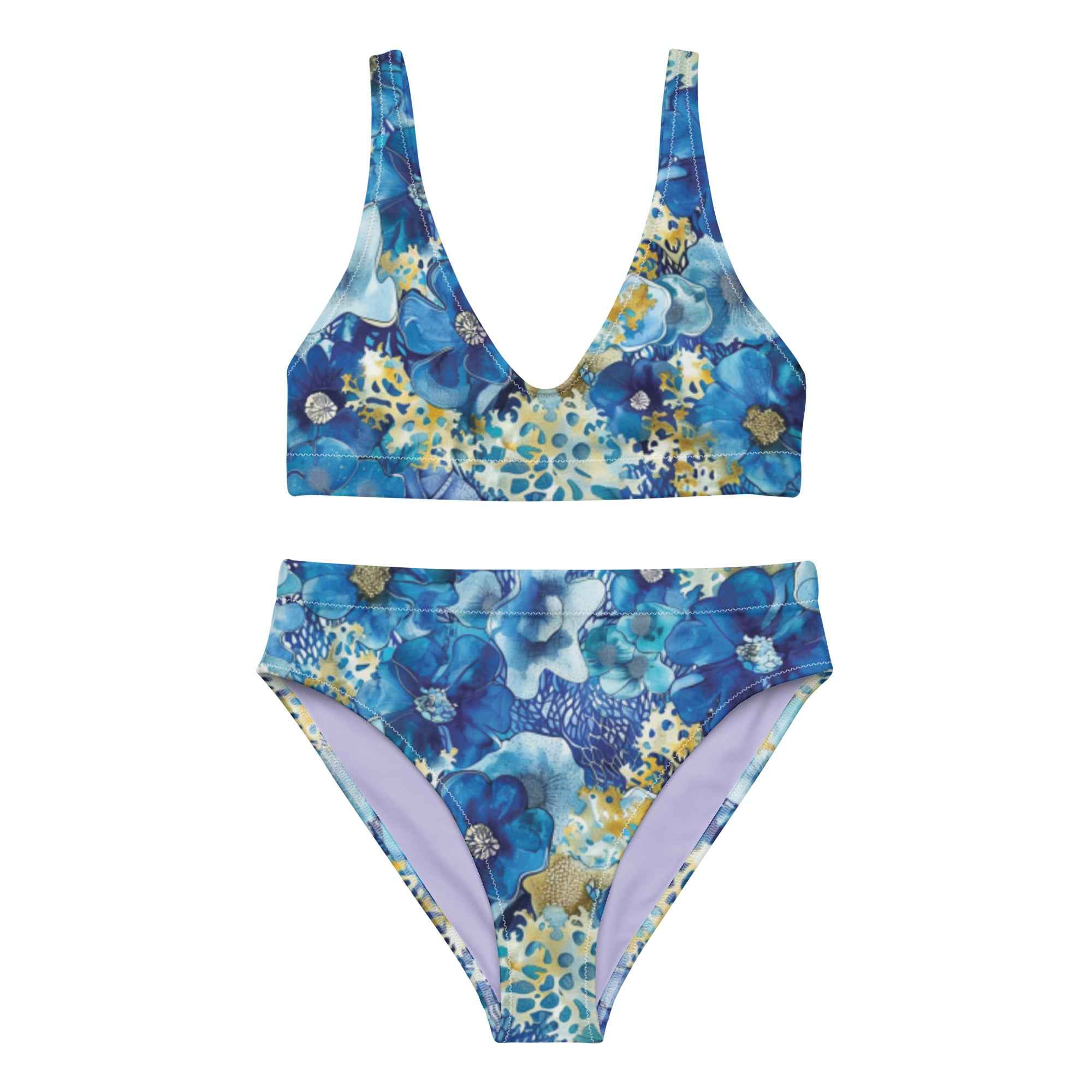 Coral Blossoms Scuba Bikini♻️ - High Waisted Set