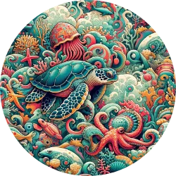 Tortuga Loca swimwear print by The Dive Compass swimwear for scuba divers