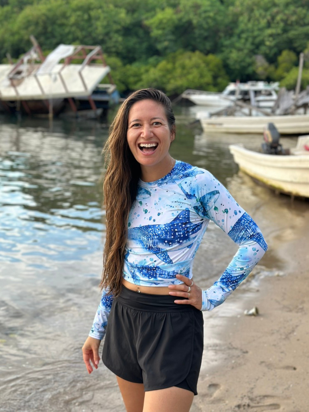 Whimsical Whale Shark Cropped Rashie♻️