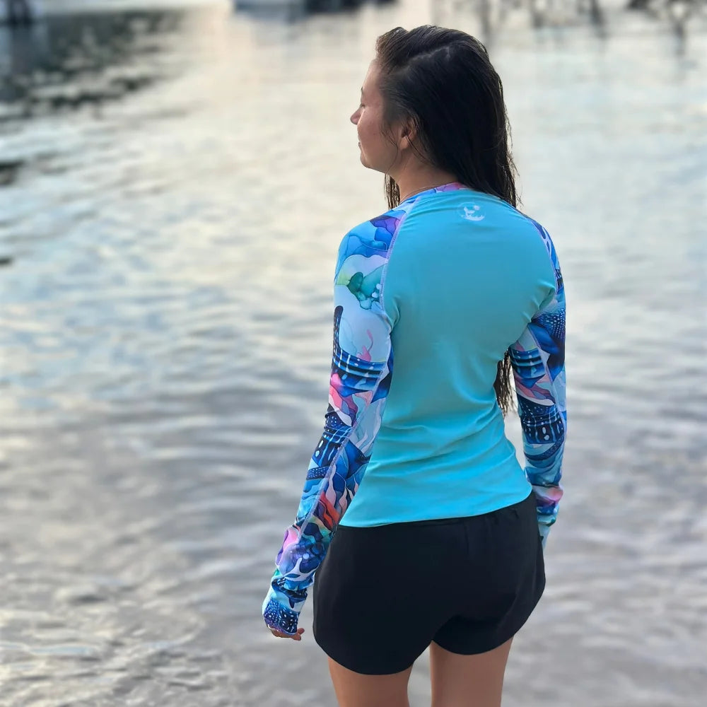 Electric Whale Shark Women's Rash Guard♻️