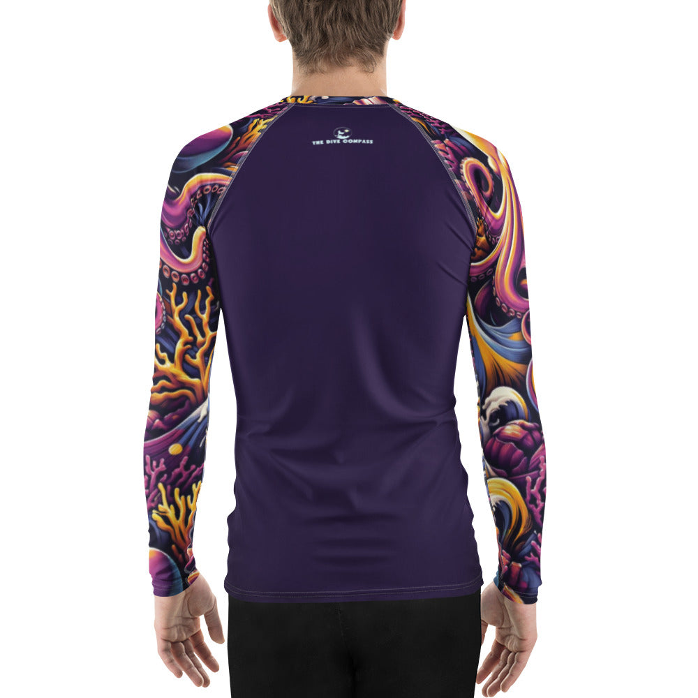 Octopus Ink Men's Rash Guard – back view – men's rash guard for snorkeling, freediving, and reef adventures