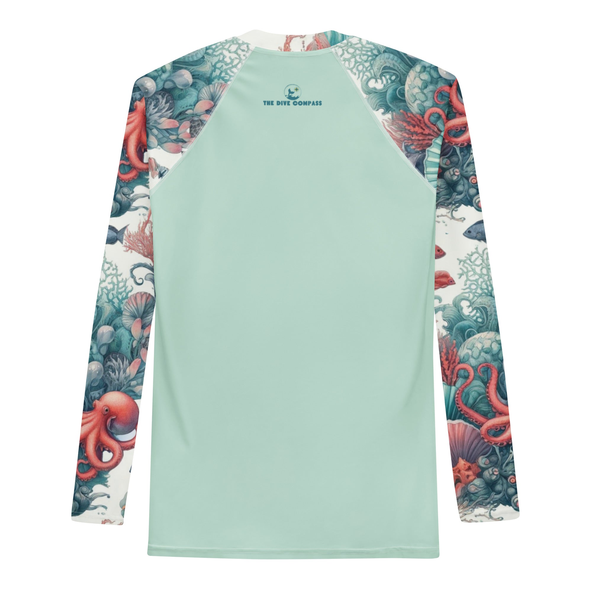 Octopus Reef Men's Rash Guard – back view – long sleeve scuba diving rash guard for men in warm tropical waters