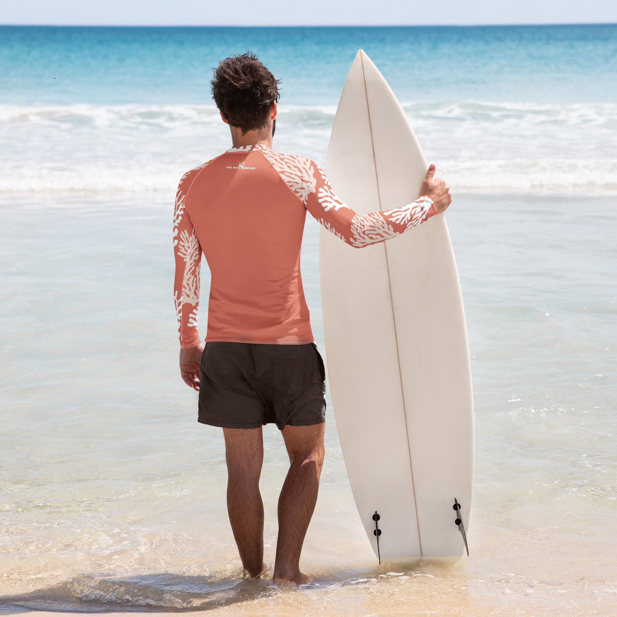 CALYX Roots Men's Rash Guard – back view – men's rash guard for snorkeling, freediving, and reef adventures
