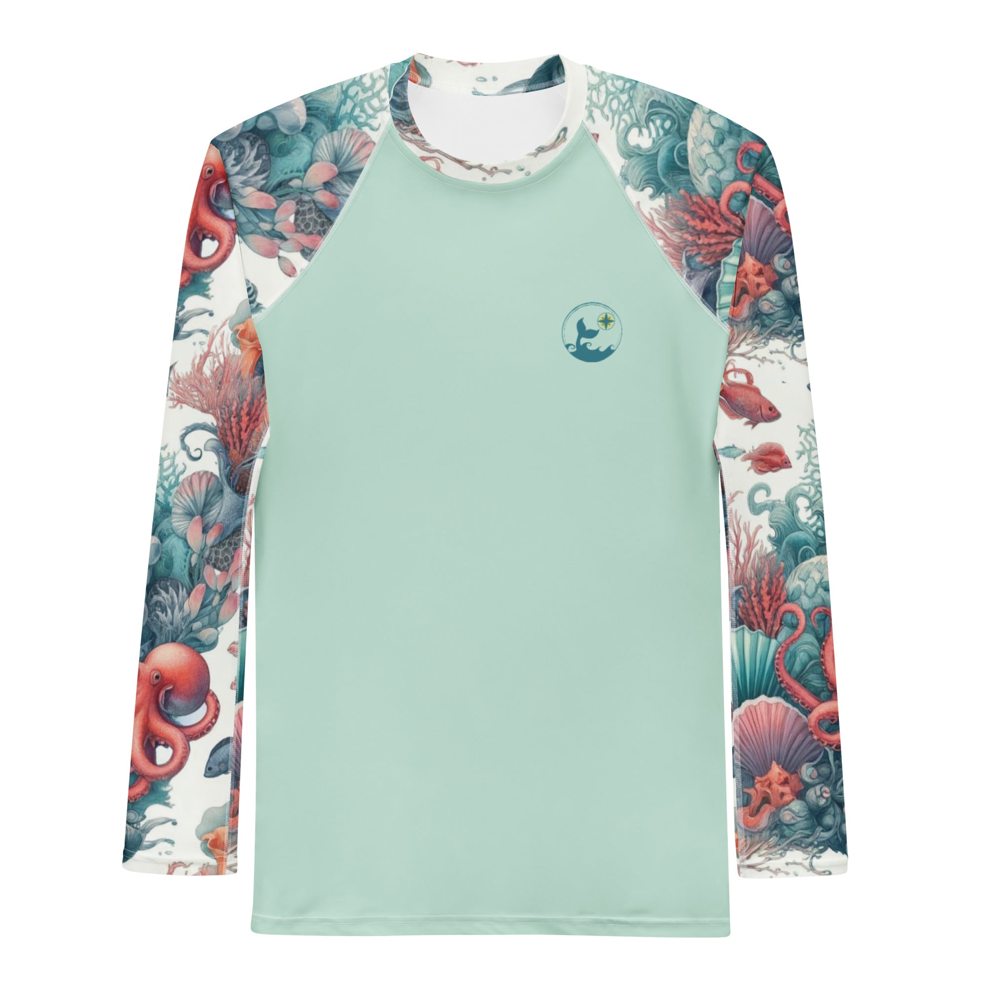 Octopus Reef Men's Rash Guard – front view – men's rash guard for snorkeling, freediving, and reef adventures
