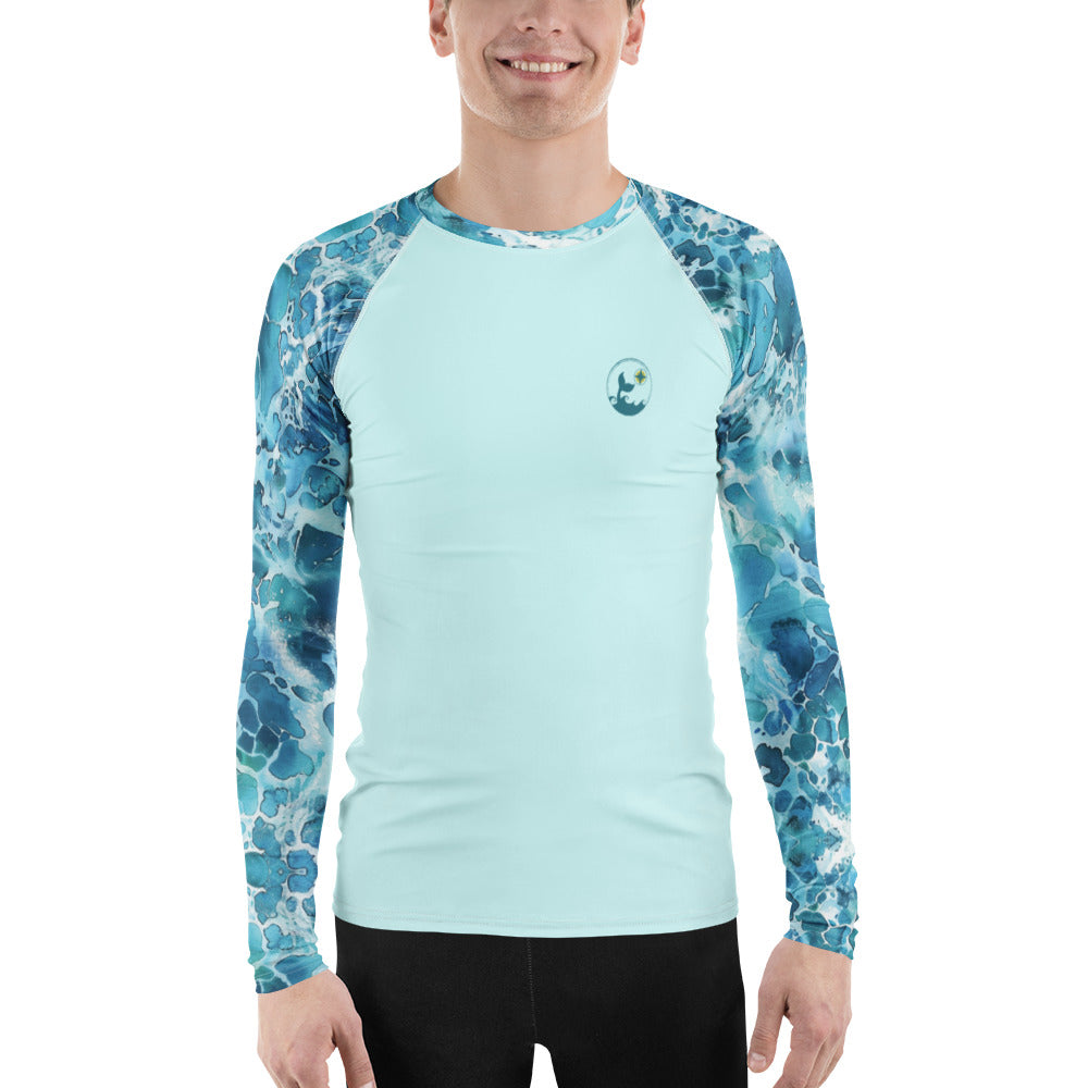 Ocean Serenity Men's Rash Guard – front view – men's rash guard with UPF 50+ sun protection for scuba diving