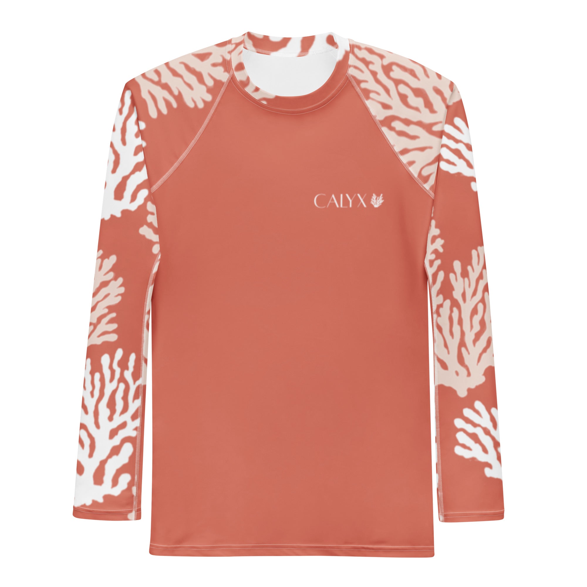 CALYX Roots Men's Rash Guard – front view – men's rash guard that fits under a wetsuit for tropical reef diving