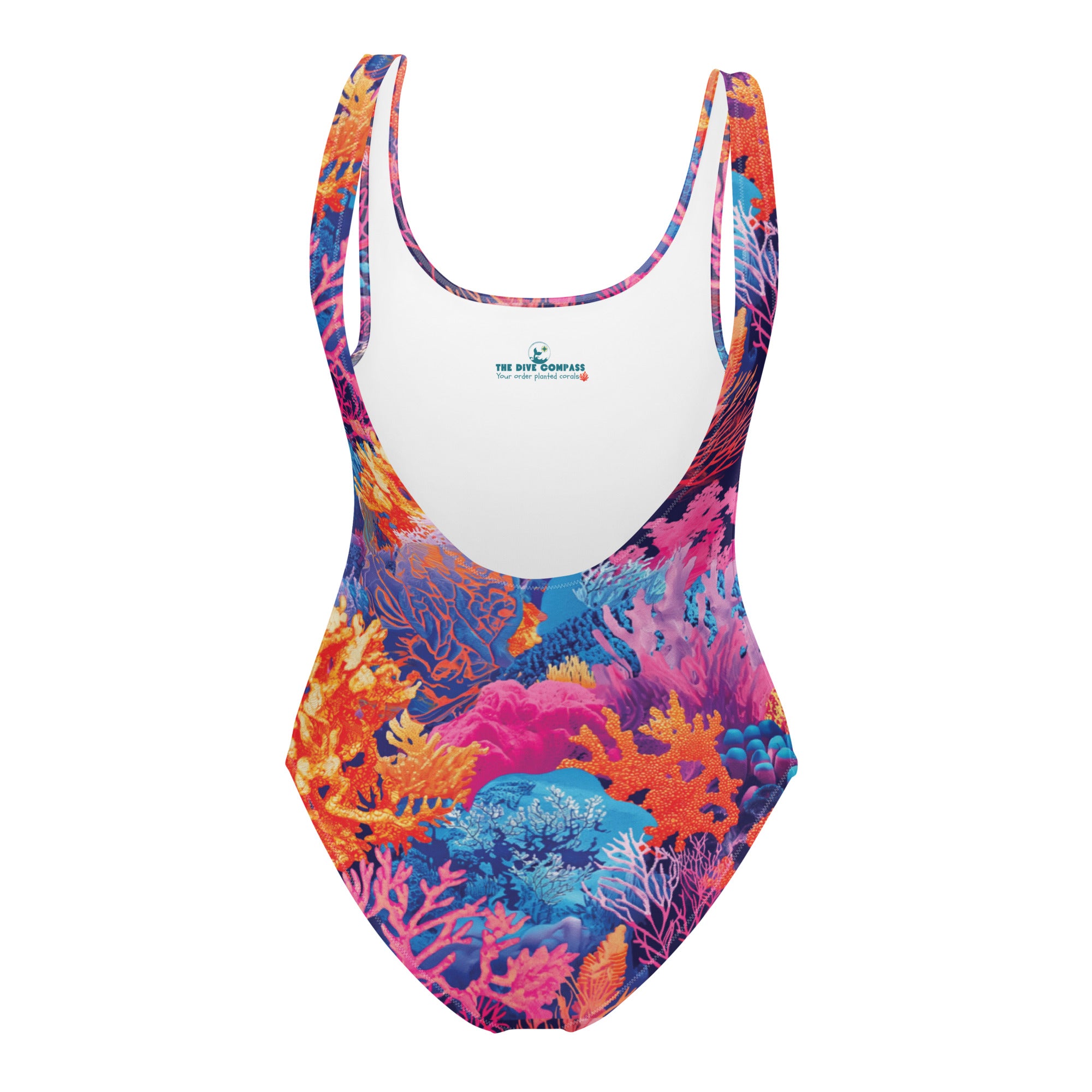Fire Corals One-Piece Swimsuit – back view – diving one piece swimsuit for warm water scuba and reef snorkeling