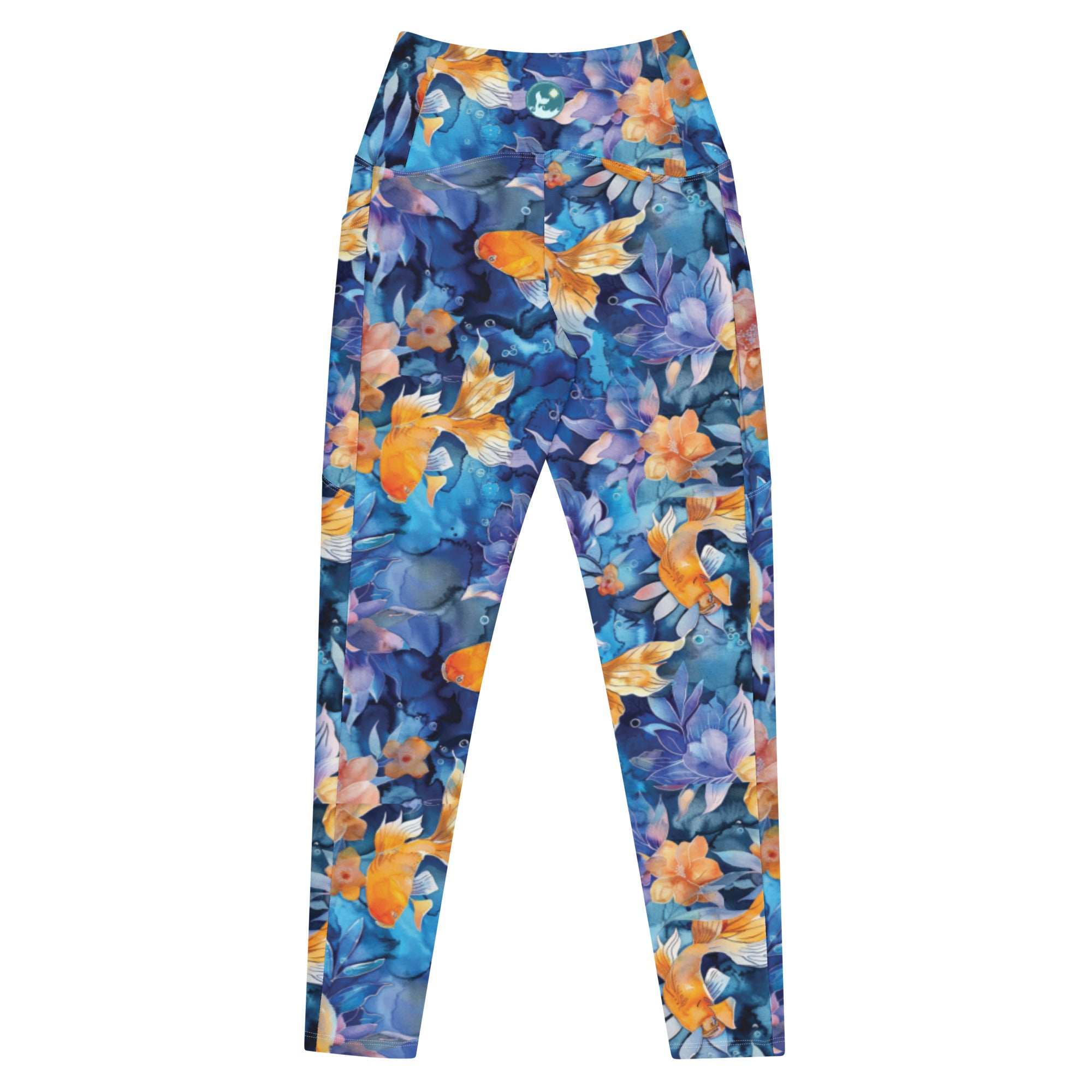 Jasmine Koi Scuba Leggings (with pockets!) – back view – scuba leggings for snorkeling, freediving, and warm water scuba diving