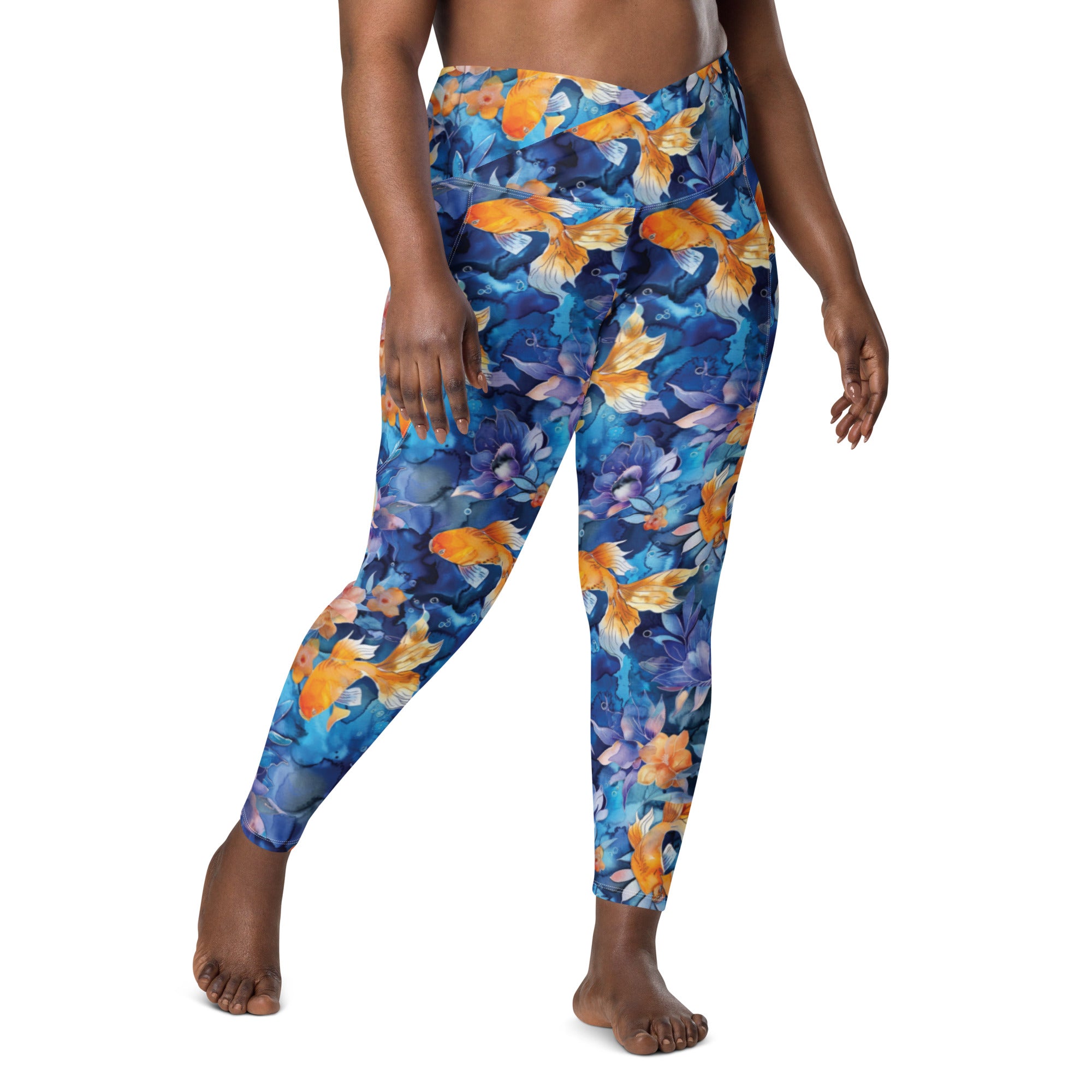 Jasmine Koi Scuba Leggings (with pockets!) – front view – dive leggings with pockets for warm water scuba diving and snorkeling