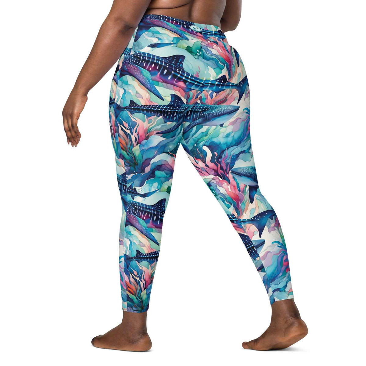 Dive Skins Set - Rash Guard + Scuba Leggings (with Pockets!) - Electric Whale Shark