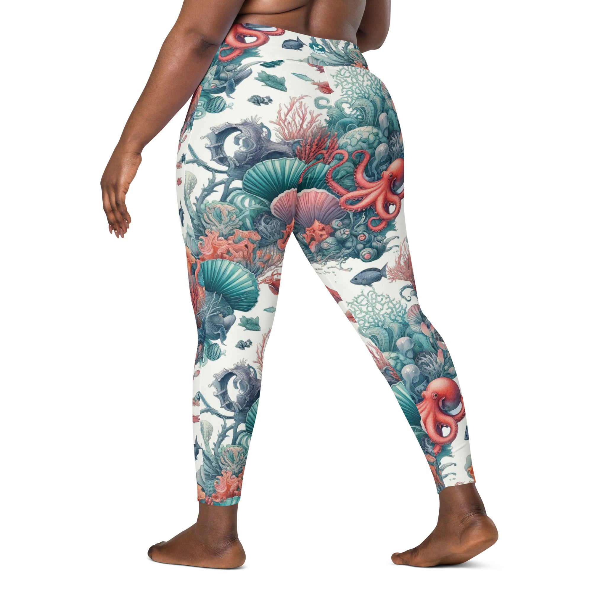 Octopus Reef Scuba Leggings (with pockets!) – back view – dive leggings with pockets for warm water scuba diving and snorkeling