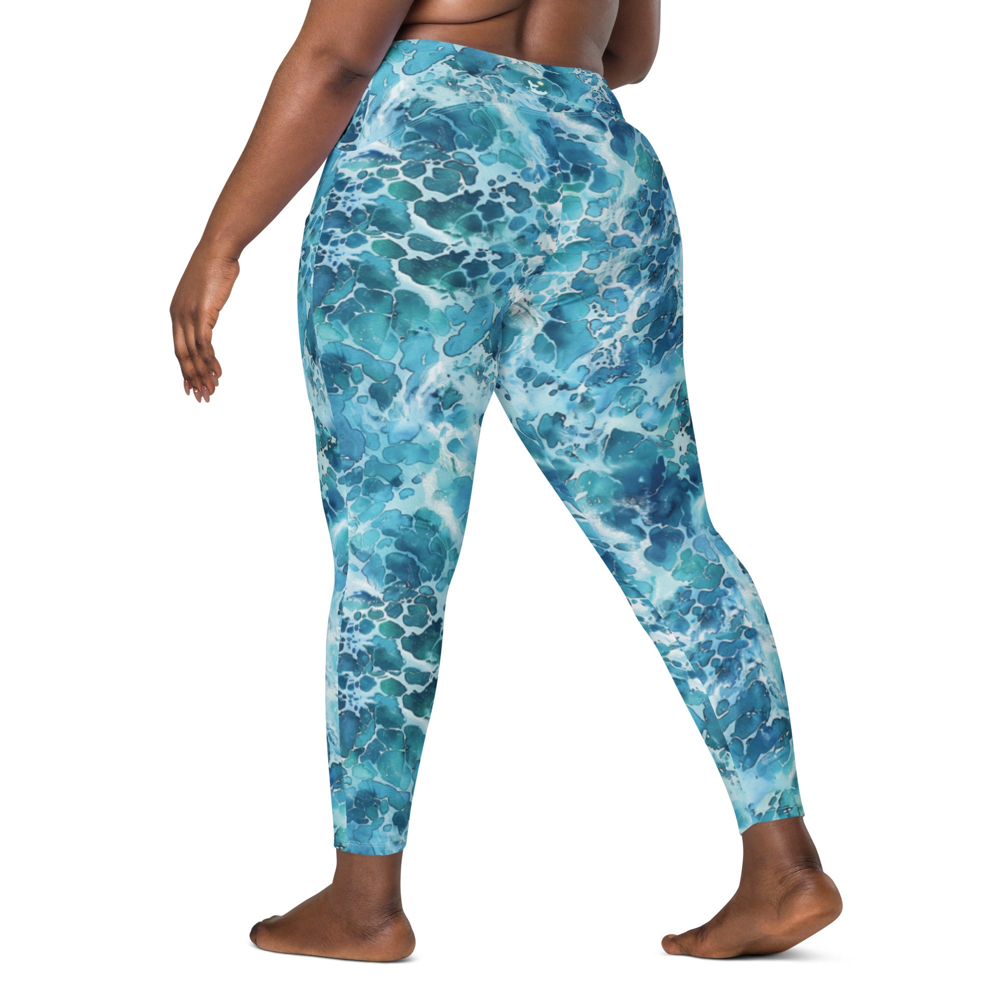 Ocean Serenity Scuba Leggings (with pockets!) – back view – sustainable scuba diving leggings in soft recycled polyester