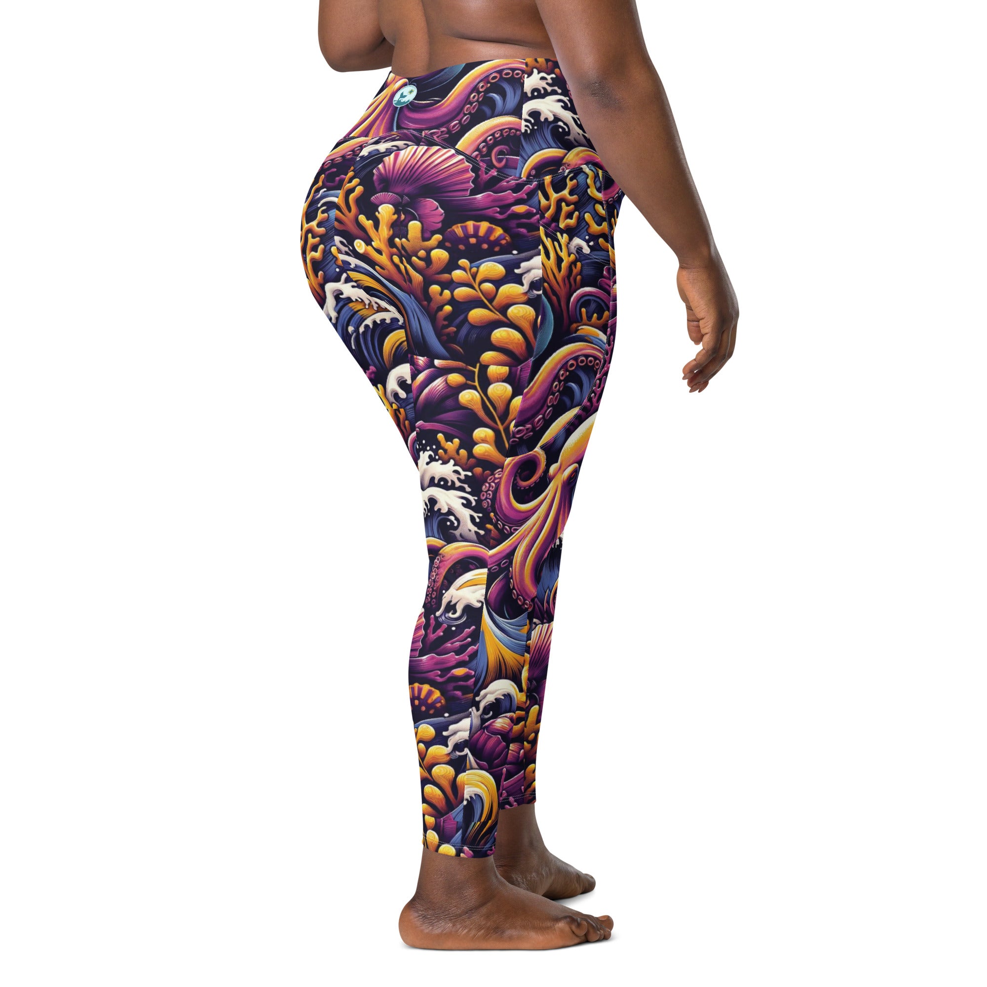 Octopus Ink Scuba Leggings (with pockets!) – back view – women's diving leggings made for ocean adventures and reef snorkeling