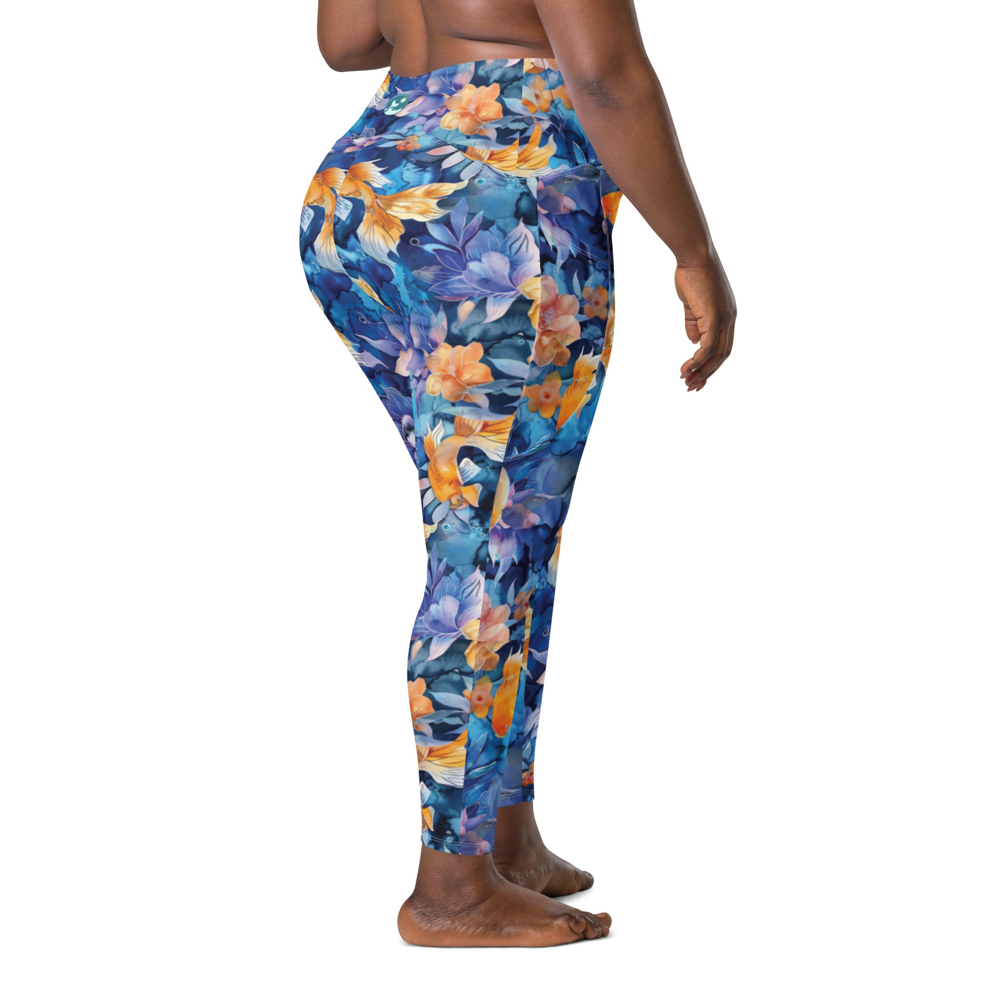 Jasmine Koi Scuba Leggings (with pockets!) – back view – women's diving leggings made for ocean adventures and reef snorkeling