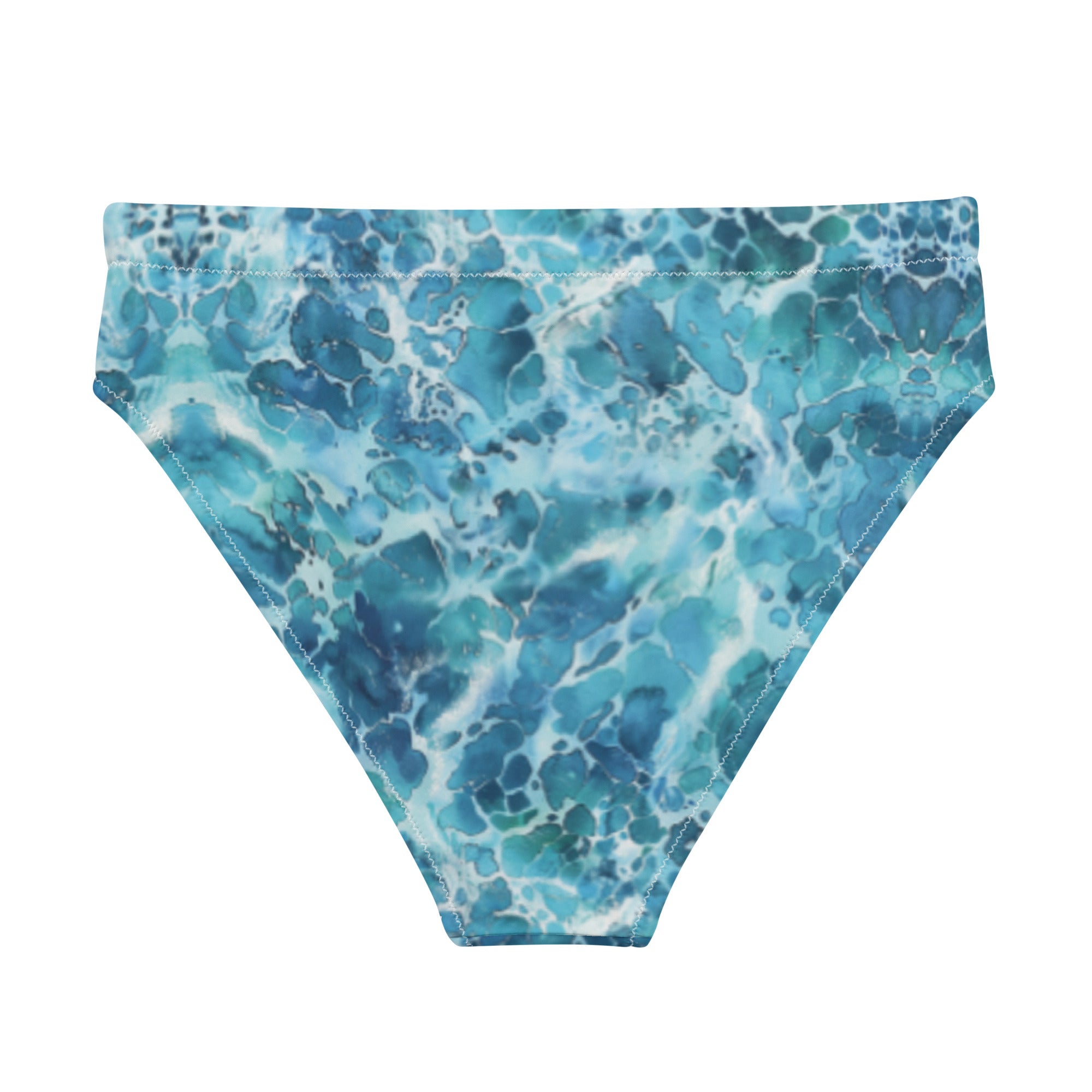Ocean Serenity Scuba Bikini Bottom - High Waisted – back view – sustainable scuba swimsuit in soft recycled polyester for ocean lovers