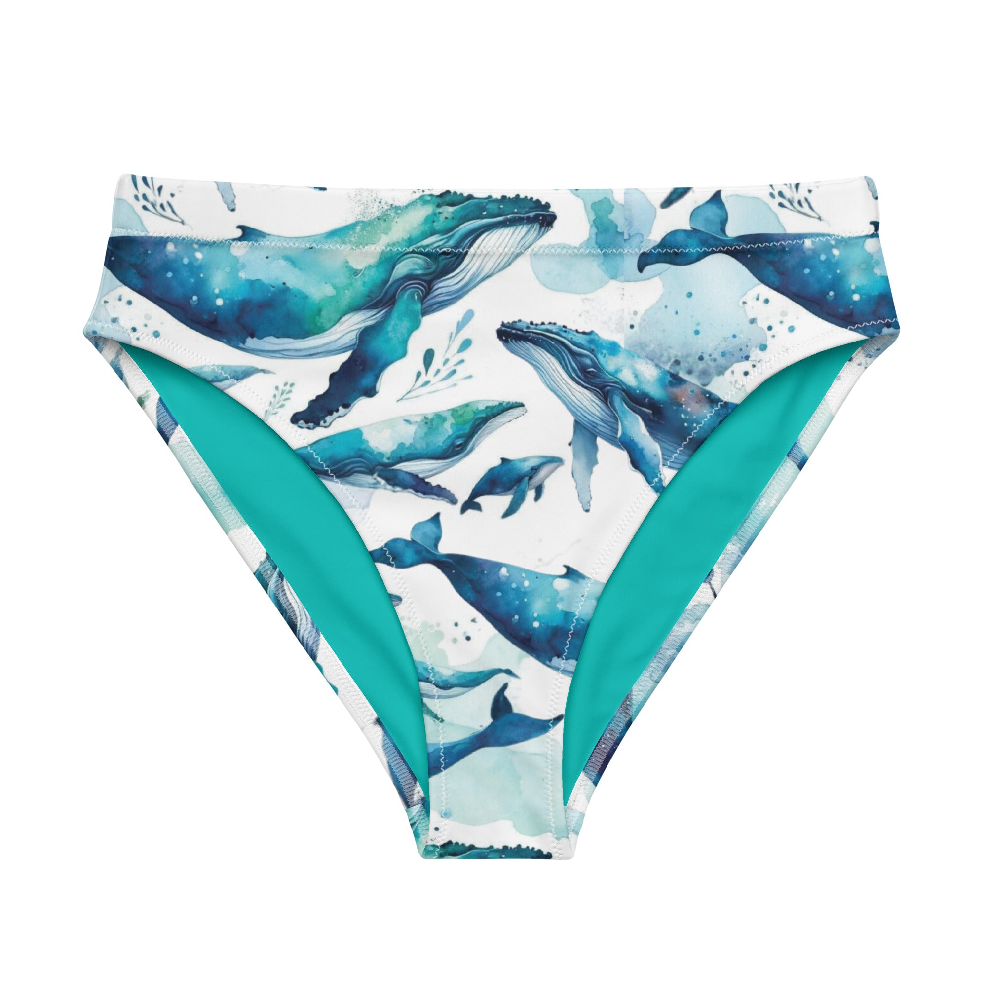 Humpback Dreams Scuba Bikini Bottoms - High Waisted – front view – scuba diving swimsuit with UPF 50+ sun protection for tropical reef diving