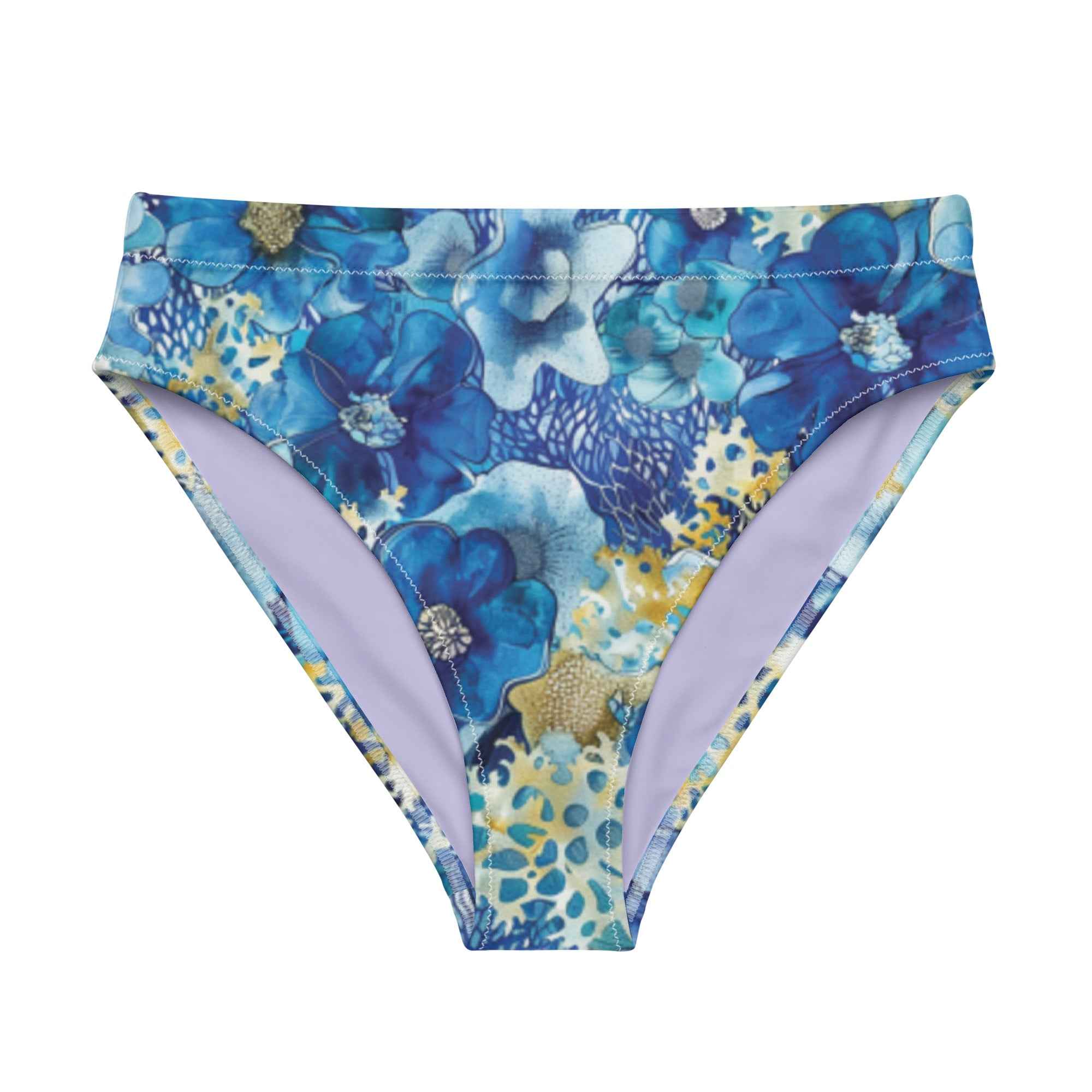 Coral Blossoms Scuba Bikini Bottom ♻️ - High Waisted