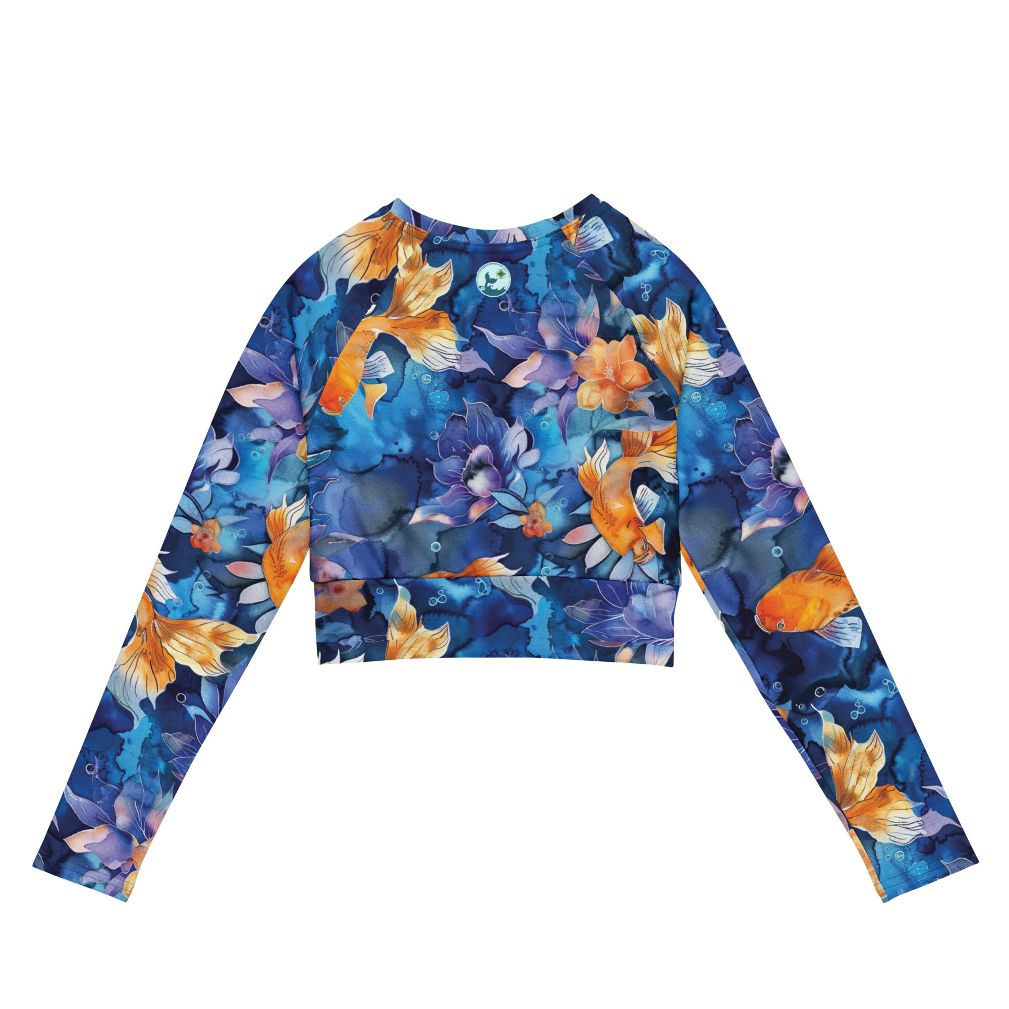 Jasmine Koi Cropped Rashie – back view – cropped rash guard that fits under a wetsuit for tropical diving