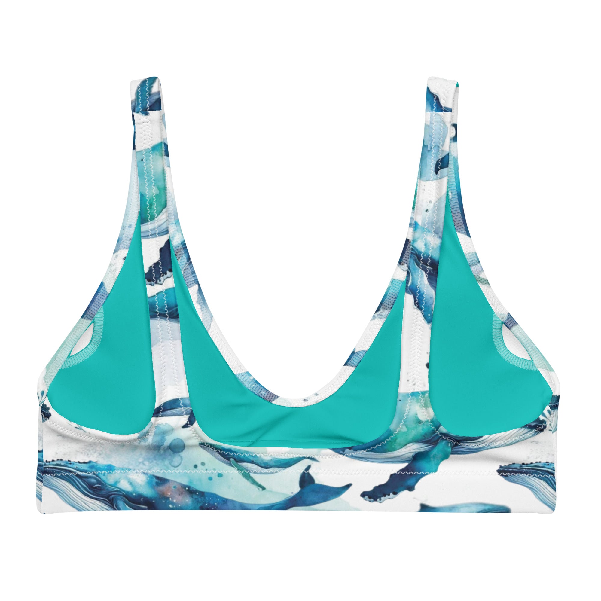 Humpback Dreams Scuba Bikini Top – back view – sustainable scuba swimsuit in soft recycled polyester for ocean lovers