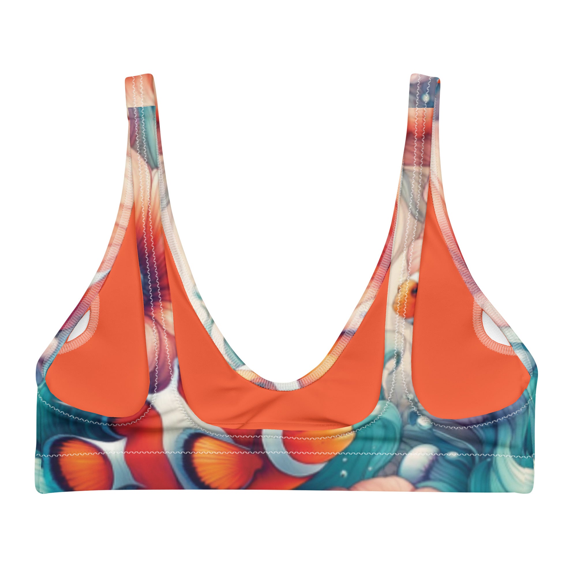 Clownfish Gardens Scuba Bikini Top – back view – sustainable scuba swimsuit in soft recycled polyester for ocean lovers