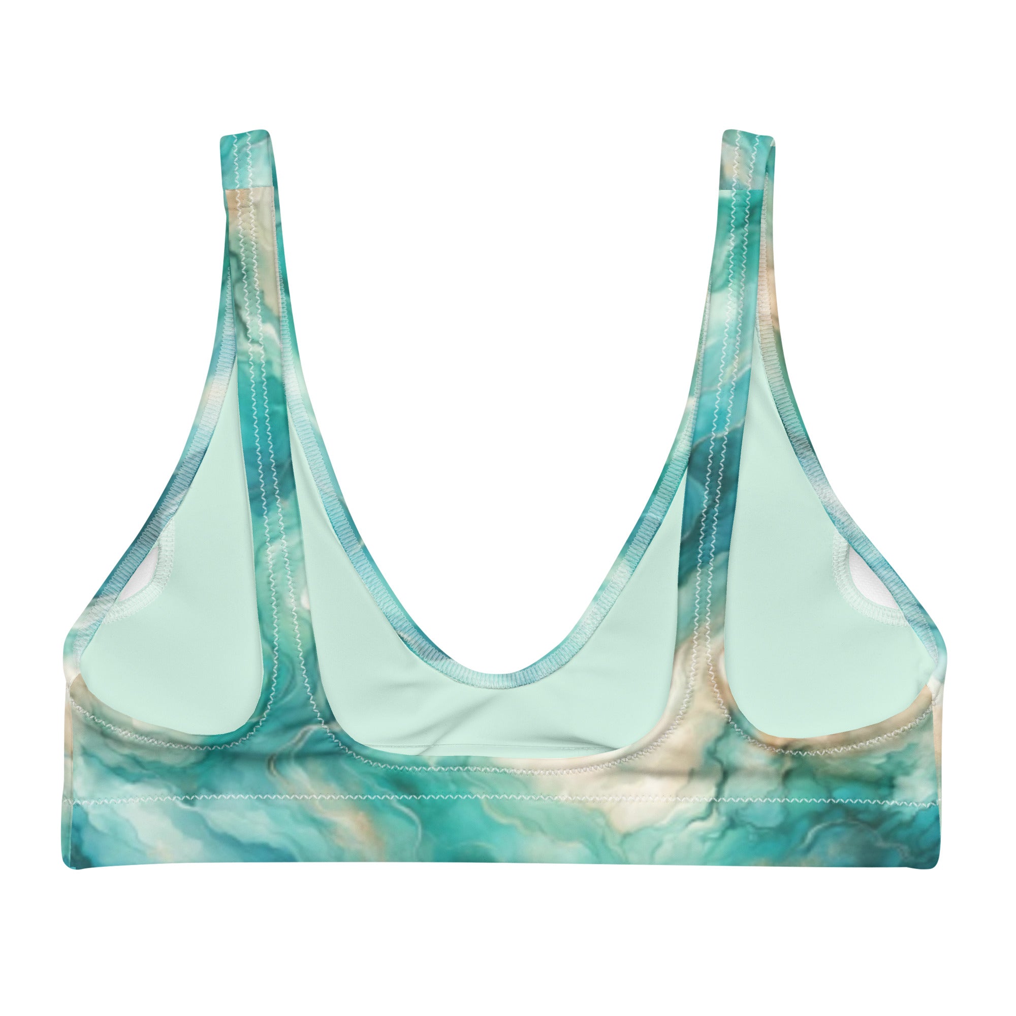 Turquoise Seas Scuba Bikini Top – back view – sustainable scuba swimsuit in soft recycled polyester for ocean lovers