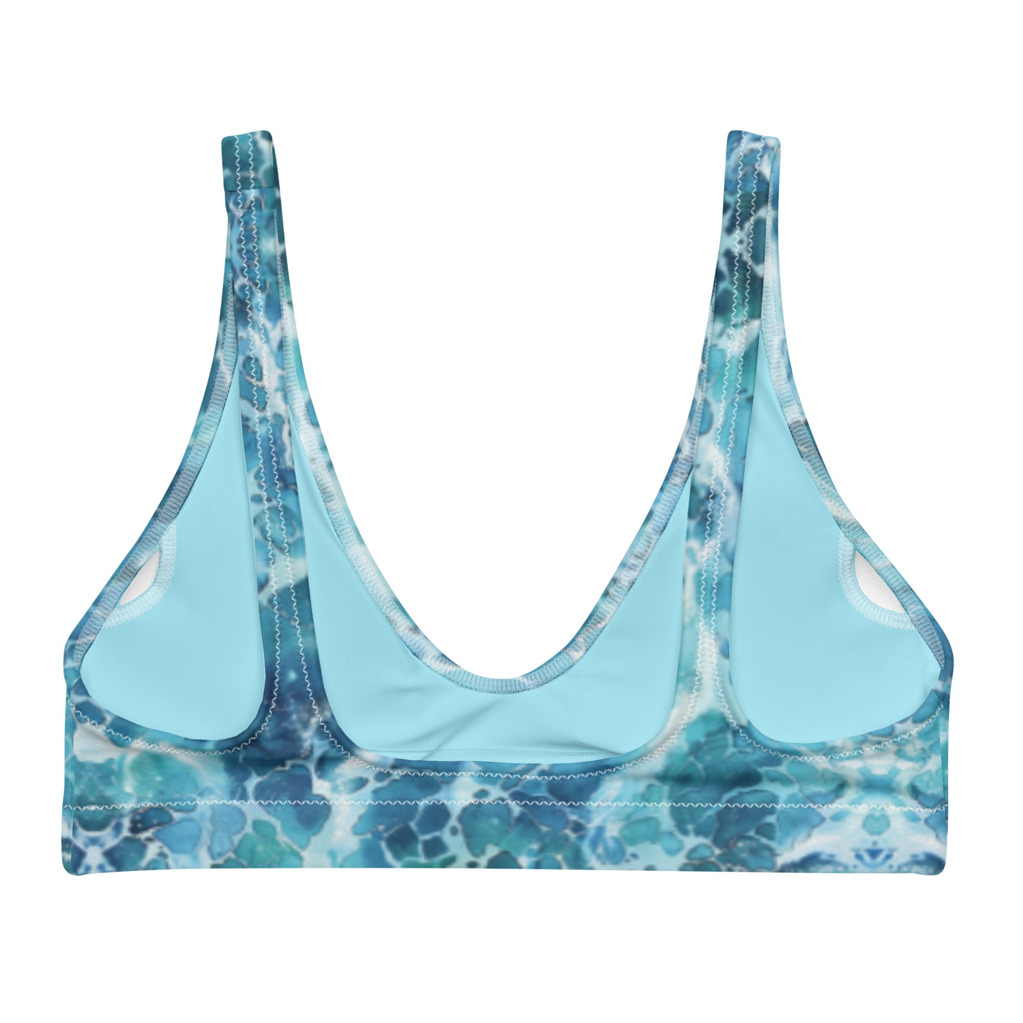 Ocean Serenity Scuba Bikini Top – back view – sustainable scuba swimsuit in soft recycled polyester for ocean lovers