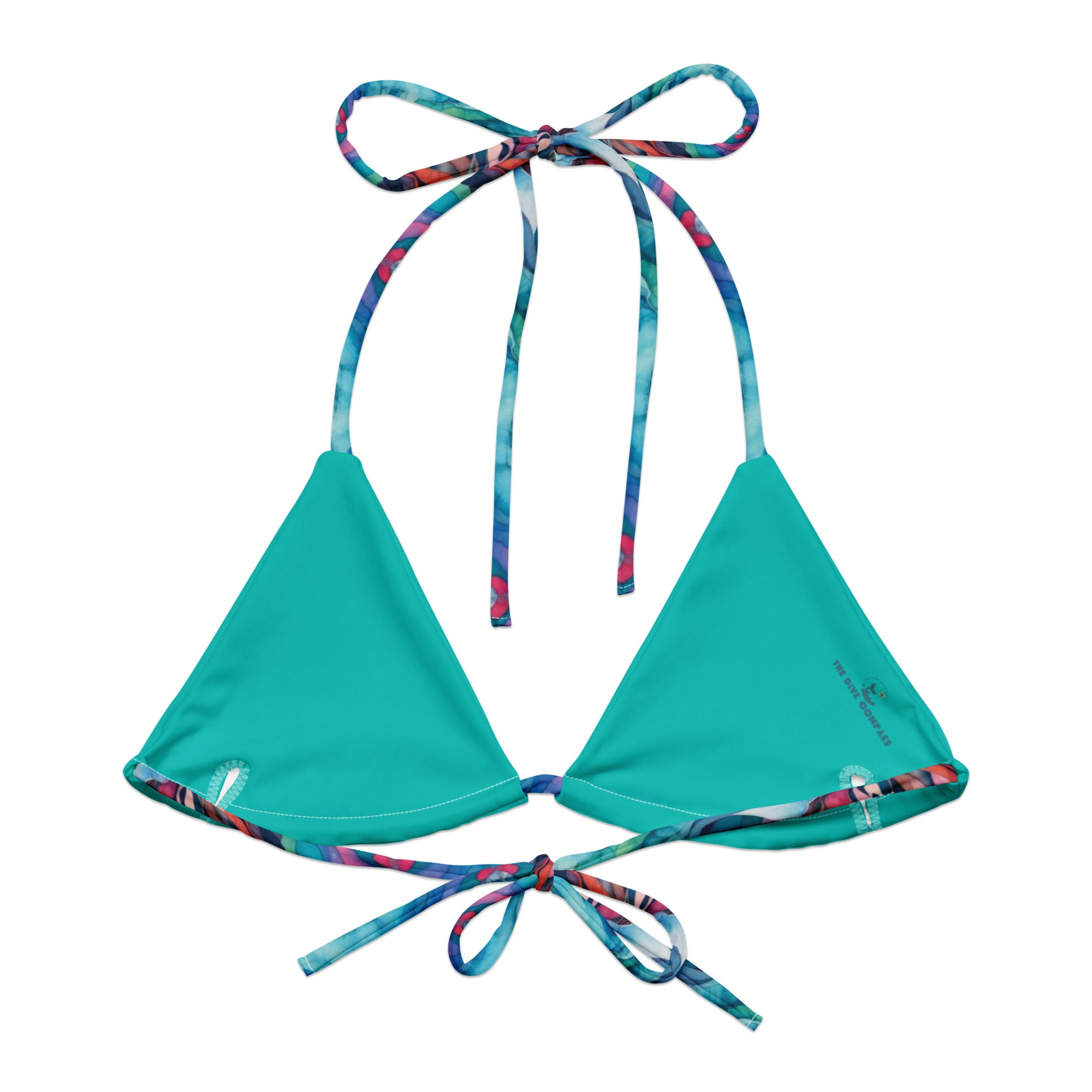 Electric Whale Shark String Bikini Top – back view – sustainable string bikini in soft recycled polyester for ocean lovers