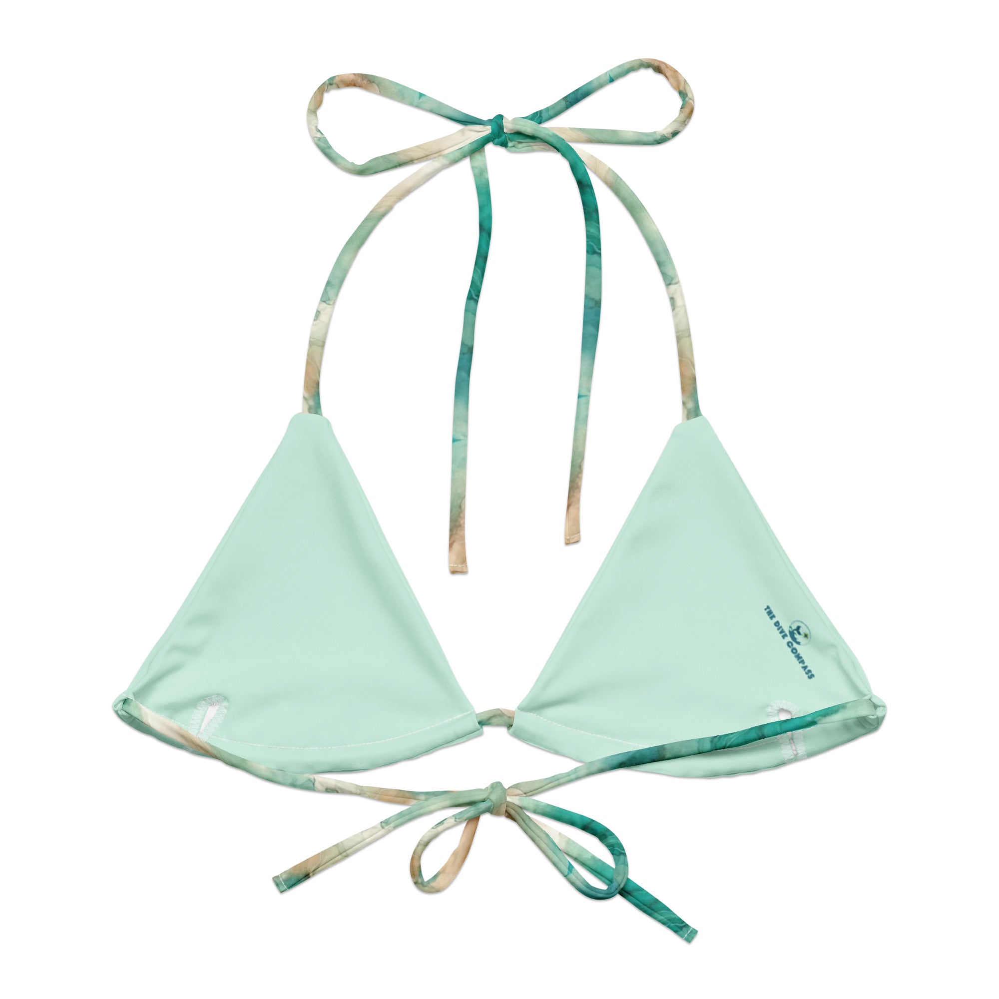 Turquoise Seas String Bikini Top – back view – sustainable string bikini in soft recycled polyester for ocean lovers