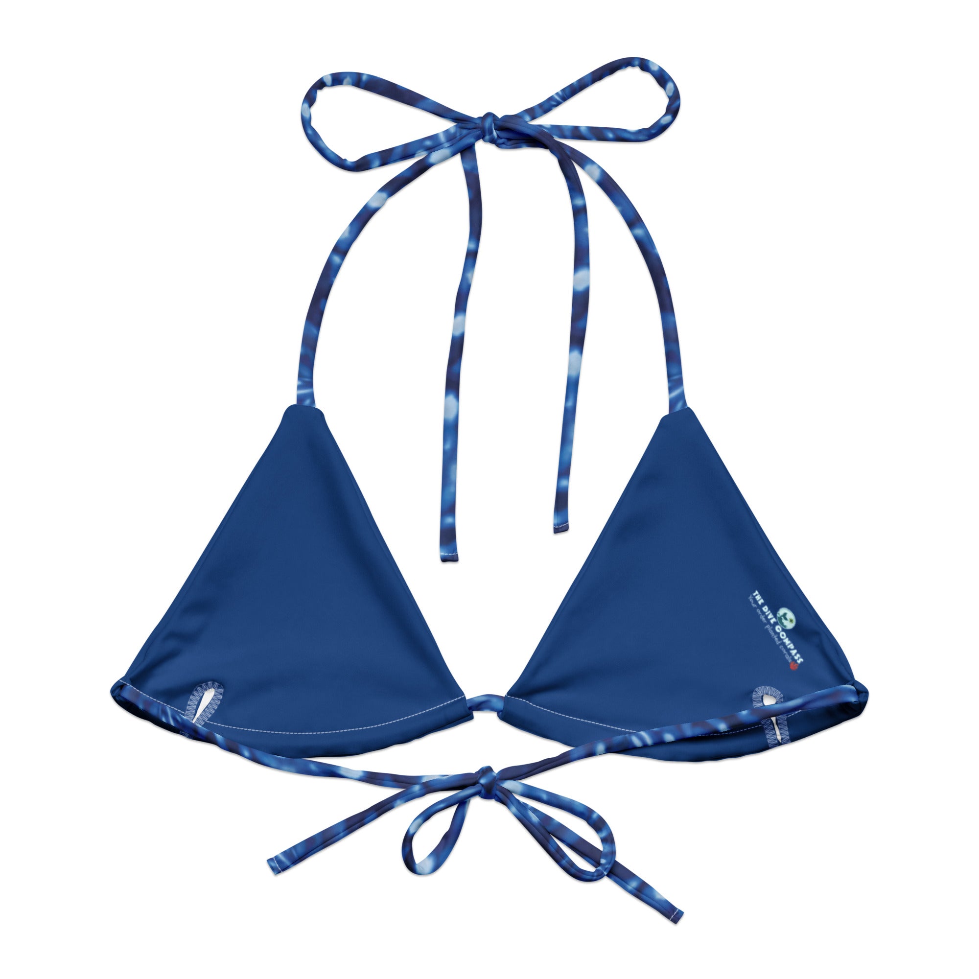 Whale Shark Constellation String Bikini Top – back view – ocean swimwear with adjustable string ties and recycled polyester fabric