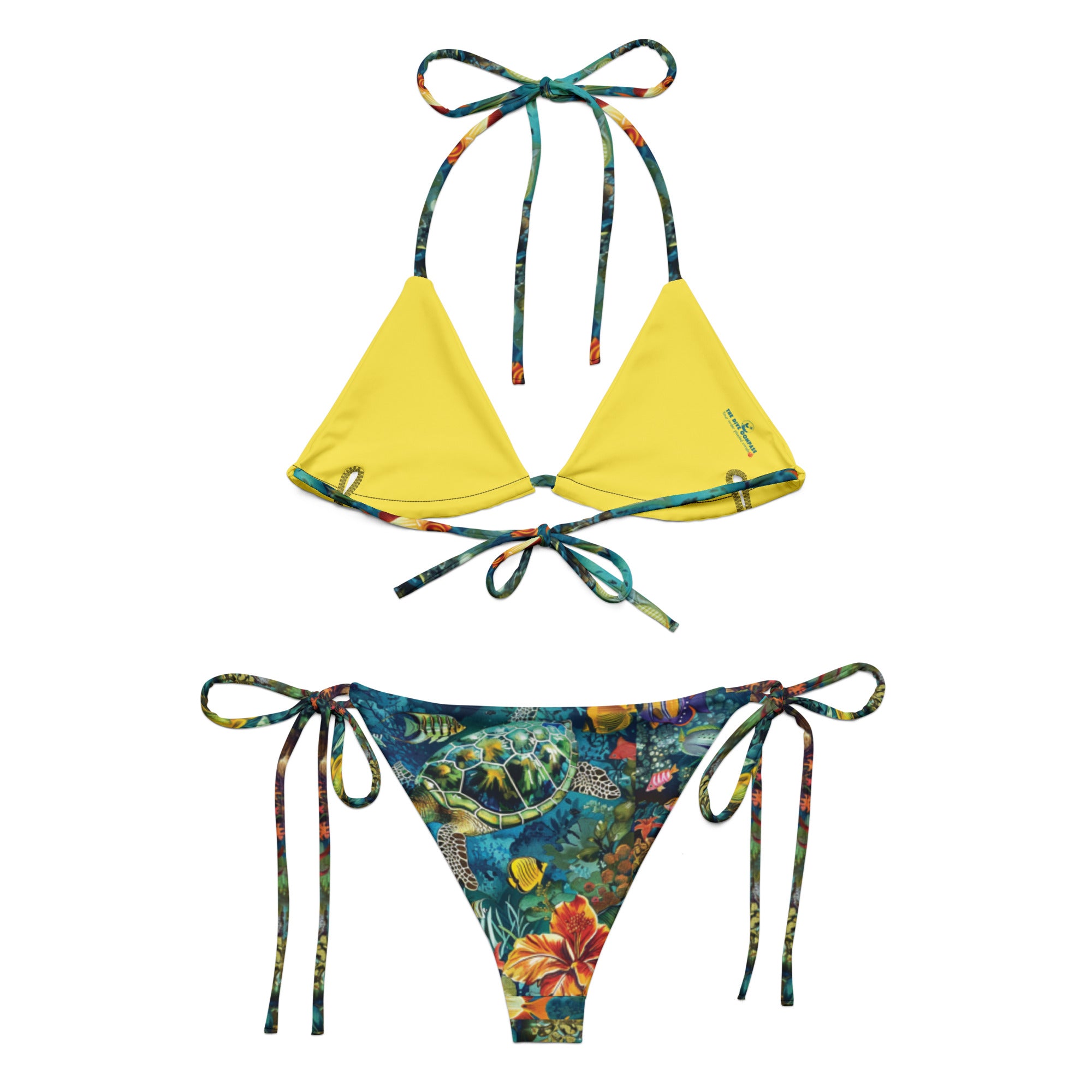 Maldives String Bikini – back view – ocean swimwear with adjustable string ties and recycled polyester fabric
