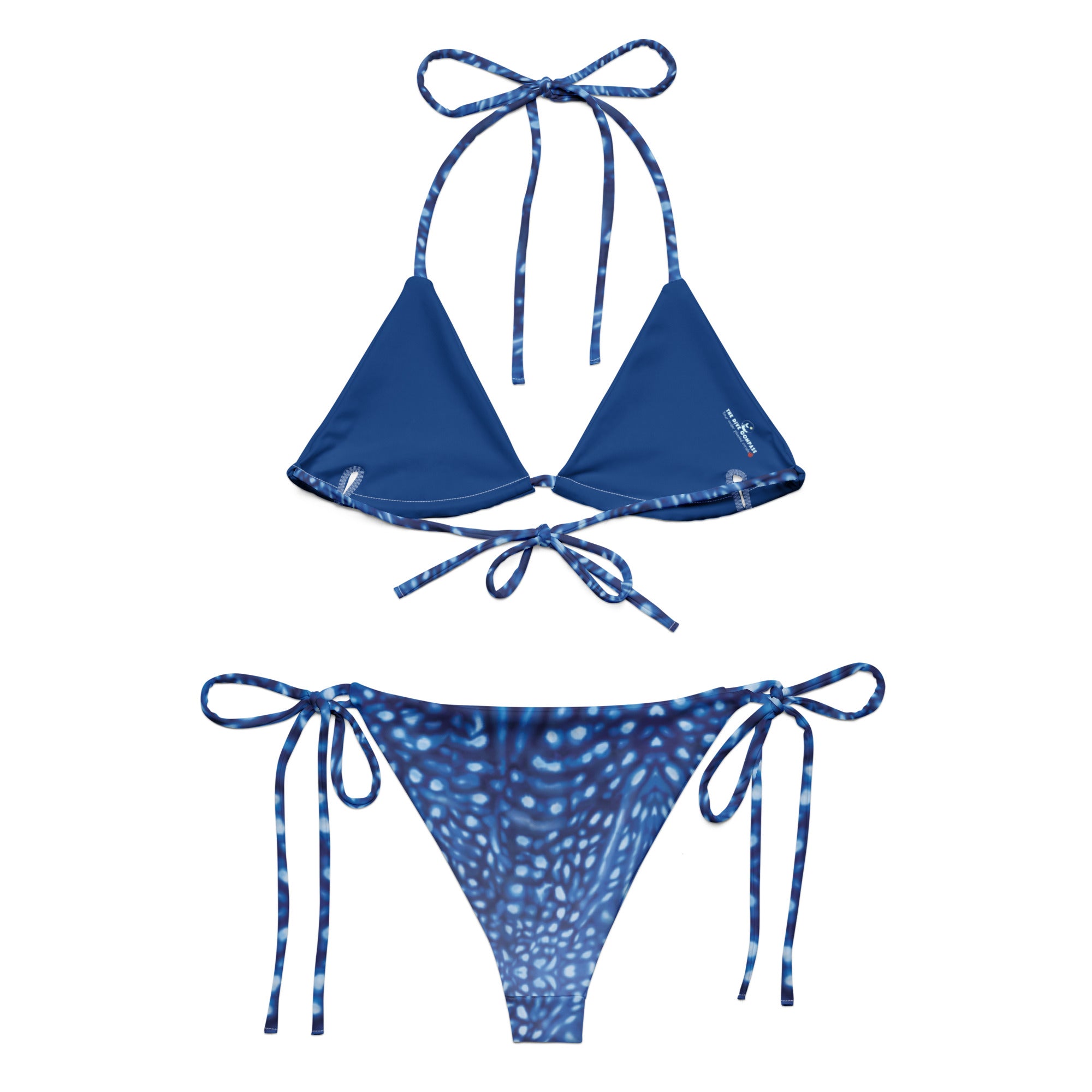 Whale Shark Constellation String Bikini – back view – ocean swimwear with adjustable string ties and recycled polyester fabric