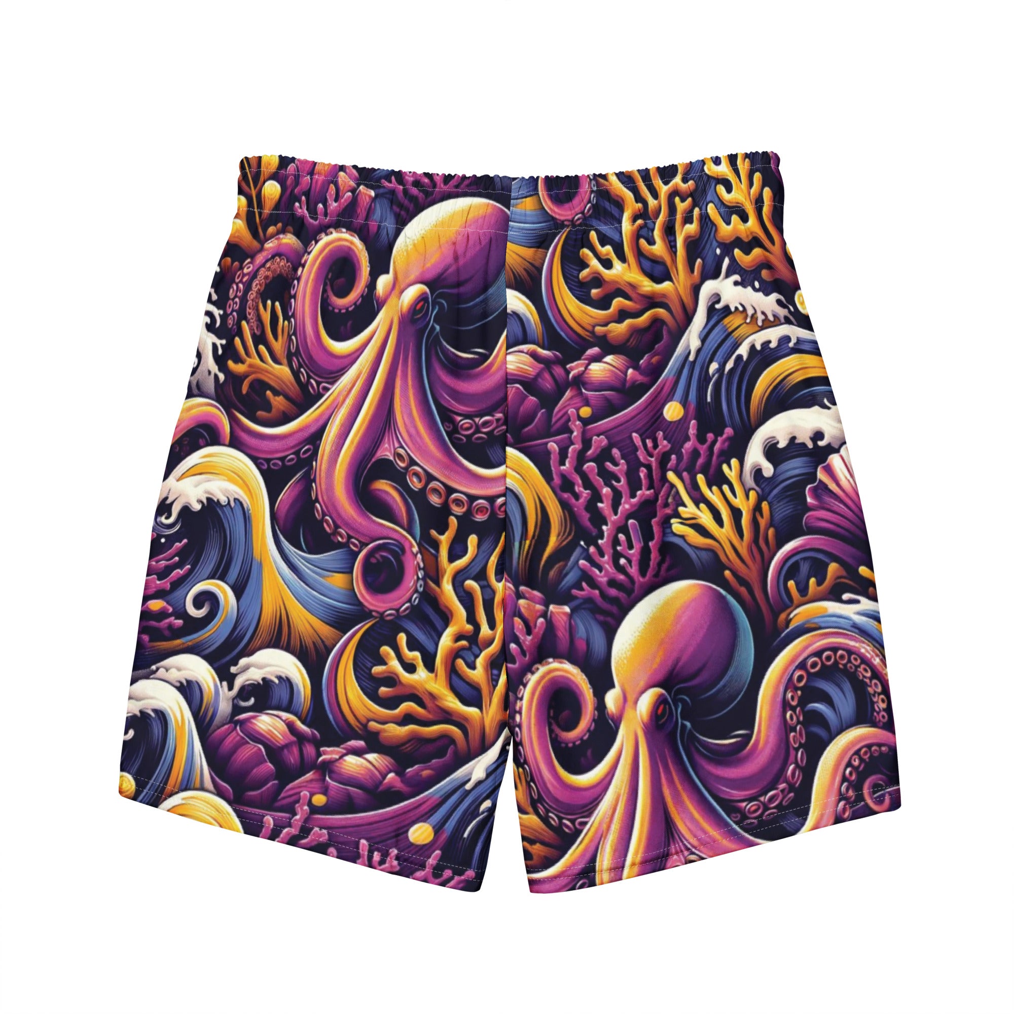 Octopus Ink Swim Trunks – back view – men's recycled polyester swim trunks for scuba and snorkeling