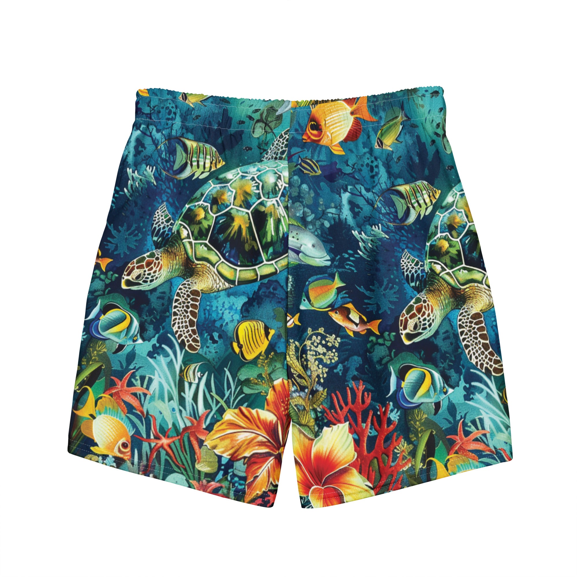 Maldives Swim Trunks – back view – men's recycled polyester swim trunks for scuba and snorkeling