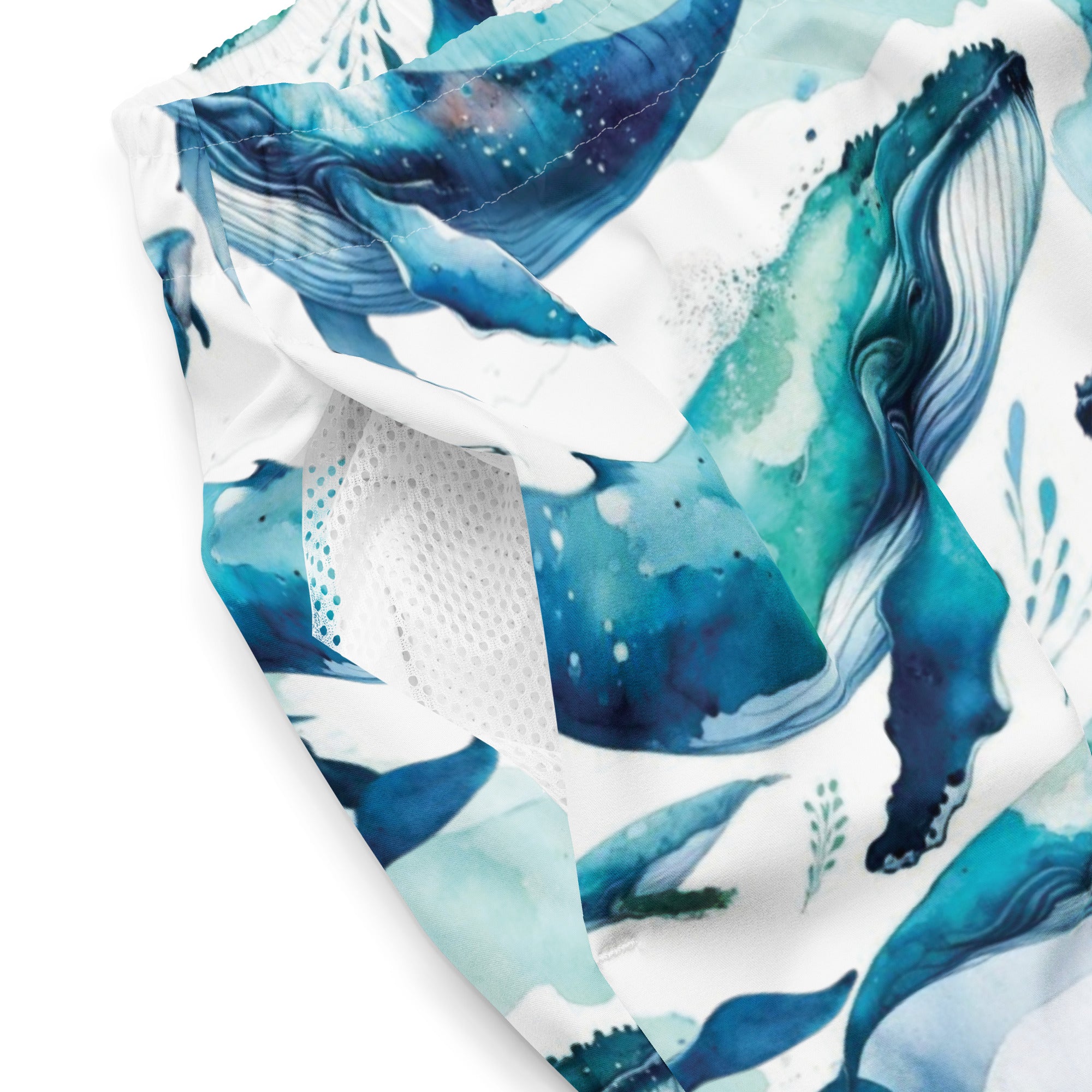 Humpback Dreams Swim Trunks – product details – recycled swim trunks designed for divers and tropical ocean travel