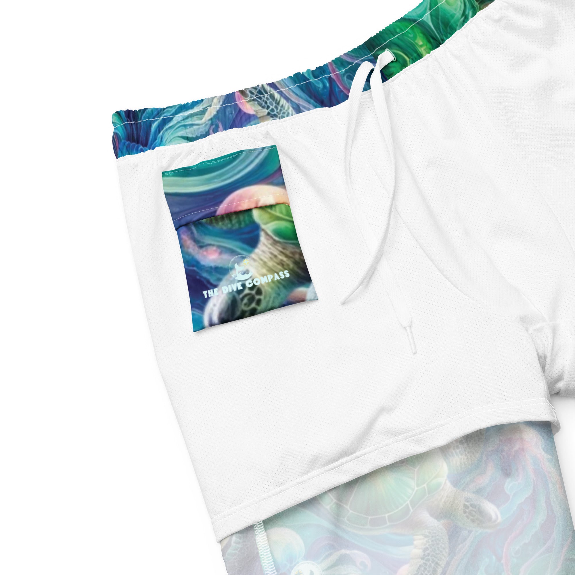 Psychedelic Turtle Swim Trunks – product details – sustainable swim trunks in soft recycled polyester for ocean lovers