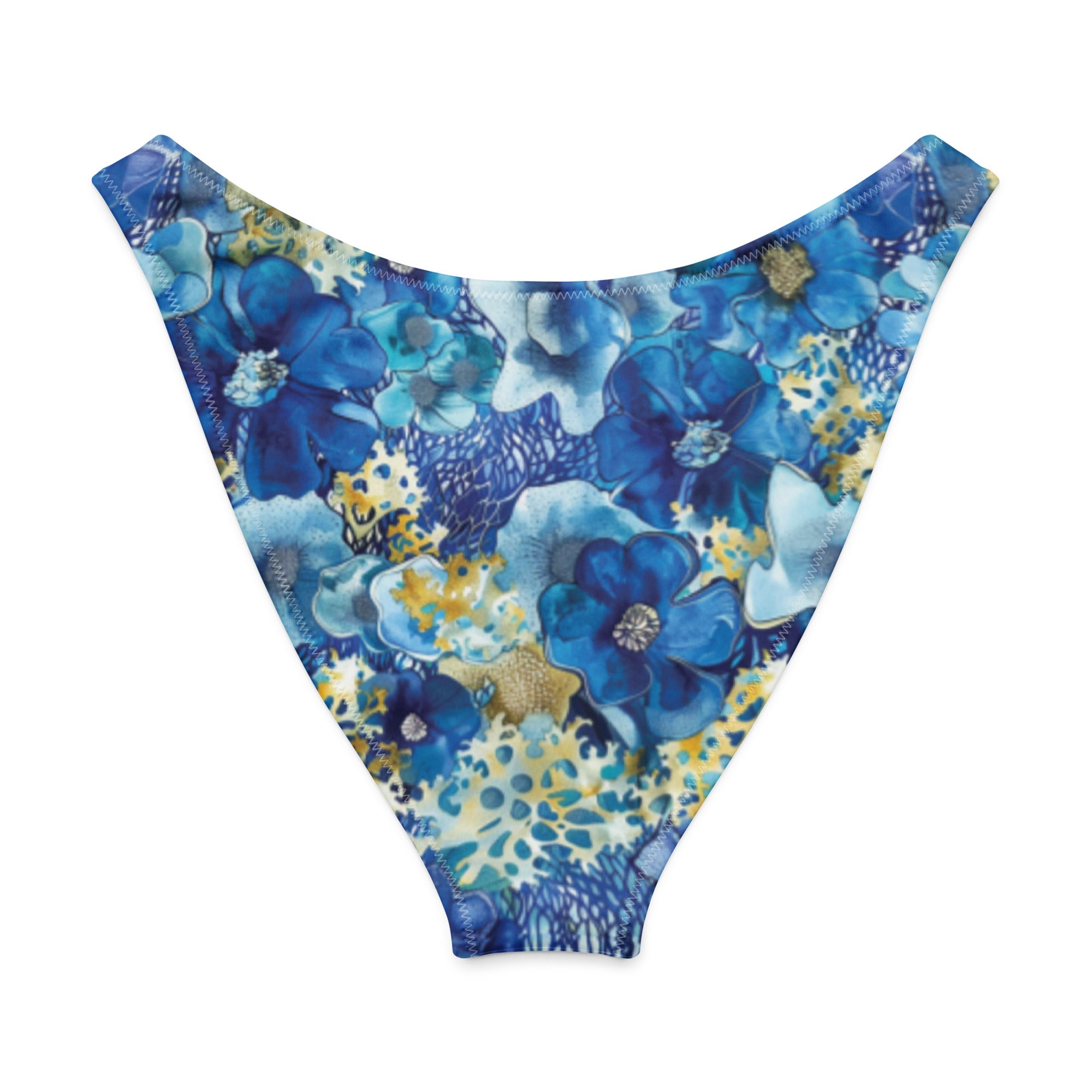 Coral Blossoms Scuba Bikini Bottom – Cheeky – back view – sustainable scuba swimsuit in soft recycled polyester for ocean lovers