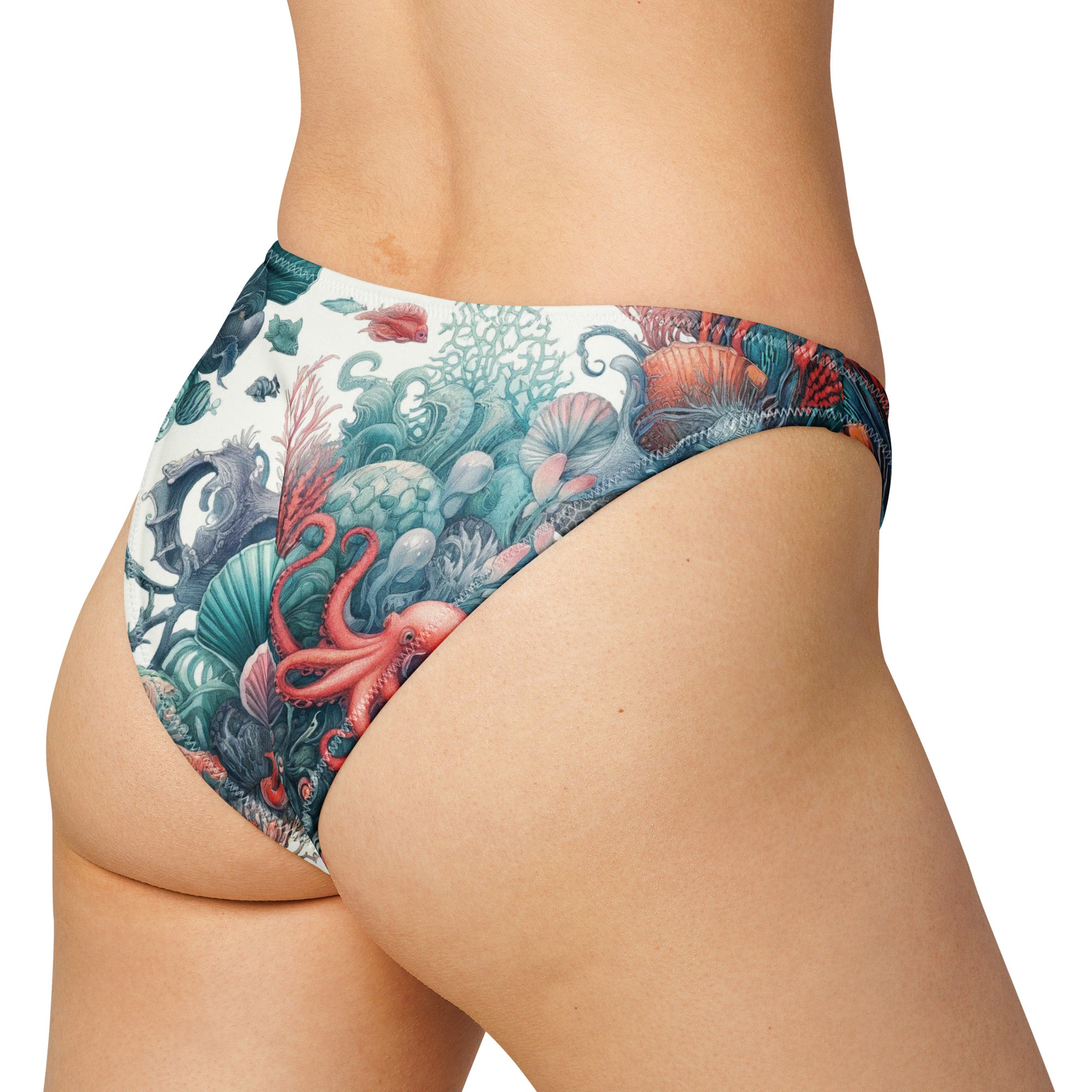 Octopus Reef Scuba Bikini Bottom - Cheeky – back view – recycled scuba bikini for divers, snorkelers, and warm water adventures