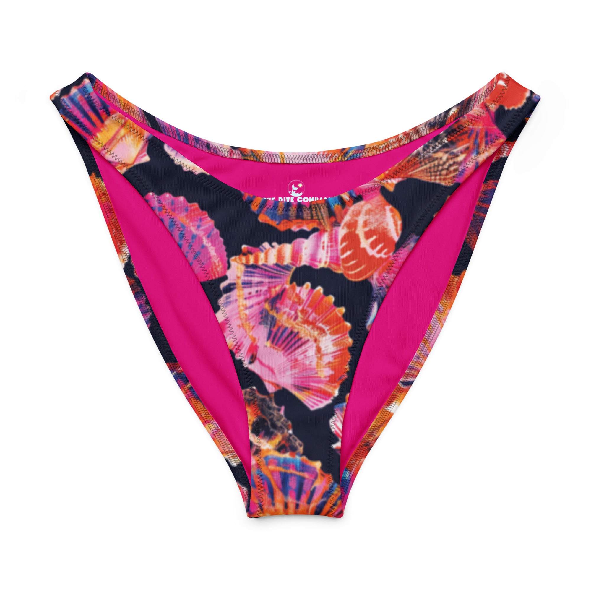 Neon Shells Scuba Bikini Bottom – Cheeky – front view – scuba diving swimsuit with UPF 50+ sun protection for tropical reef diving