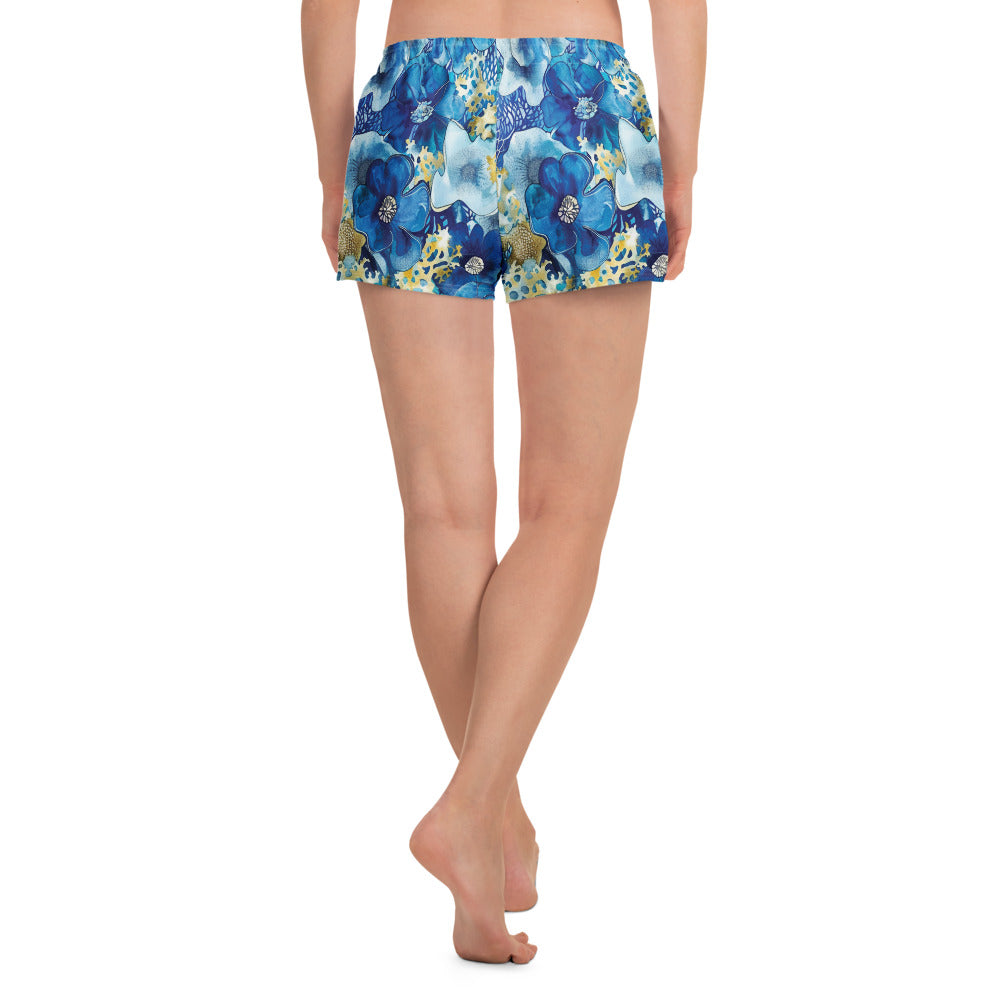 Coral Blossoms Breezy Swim Shorts – back view – breezy swim shorts made from recycled fabric for warm water adventures