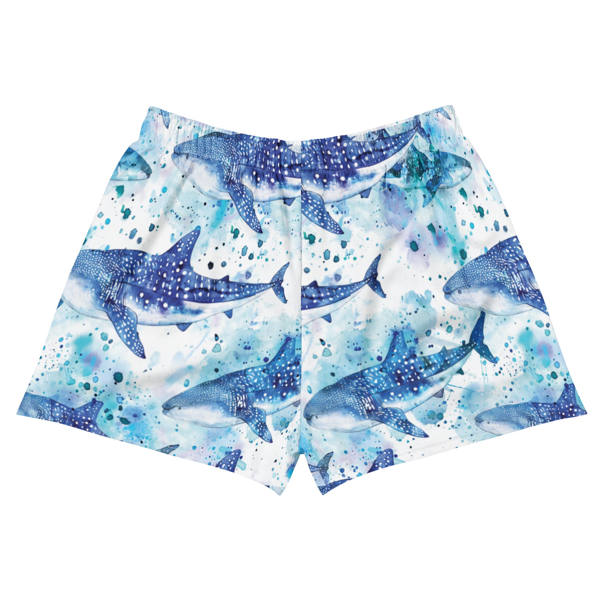 Whimsical Whale Shark Breezy Swim Shorts – back view – swim shorts designed for ocean lovers and conservation-minded travelers