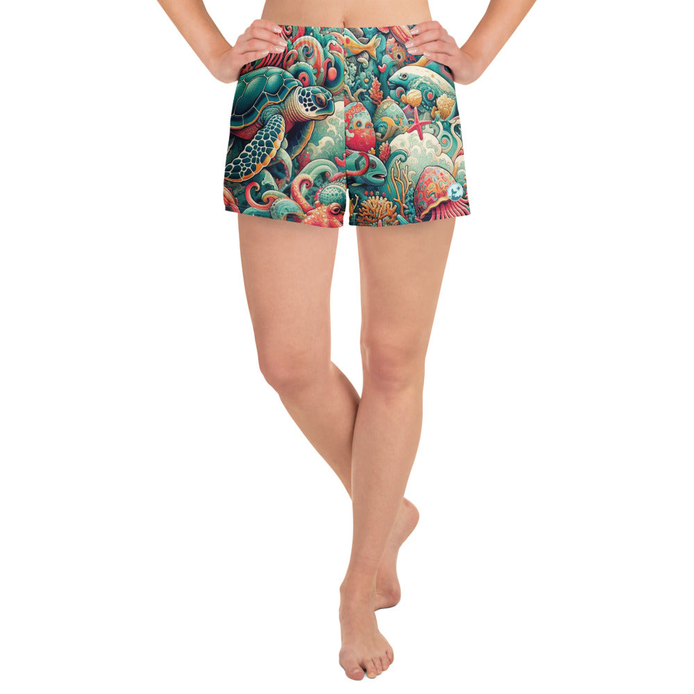 Tortuga Loca Breezy Swim Shorts – front view – recycled swim shorts for divers, snorkelers, and tropical beach days