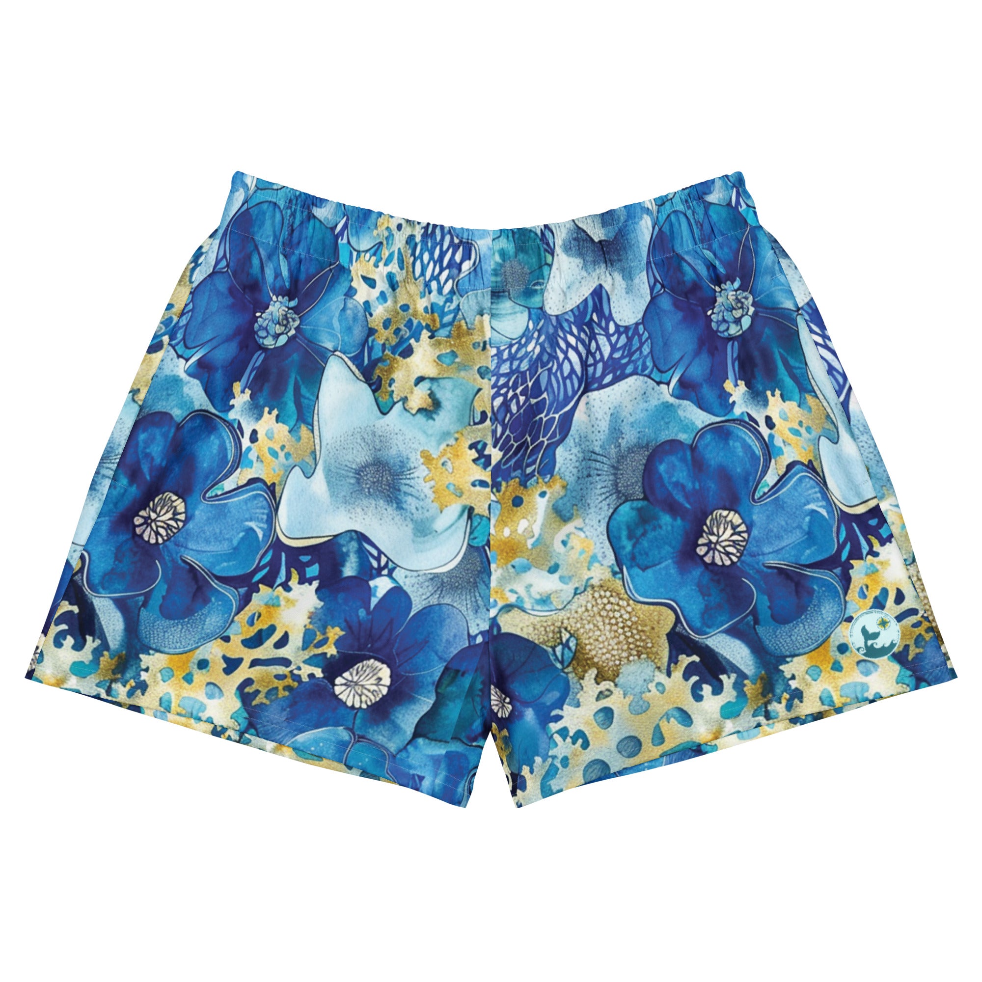 Coral Blossoms Breezy Swim Shorts – front view – breezy swim shorts for ocean days, post-dive lounging, and beach travel