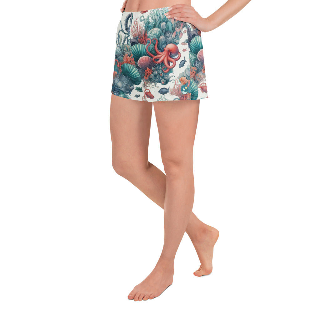 Octopus Reef Breezy Swim Shorts – left side view – sustainable swim shorts in soft recycled polyester for ocean lovers