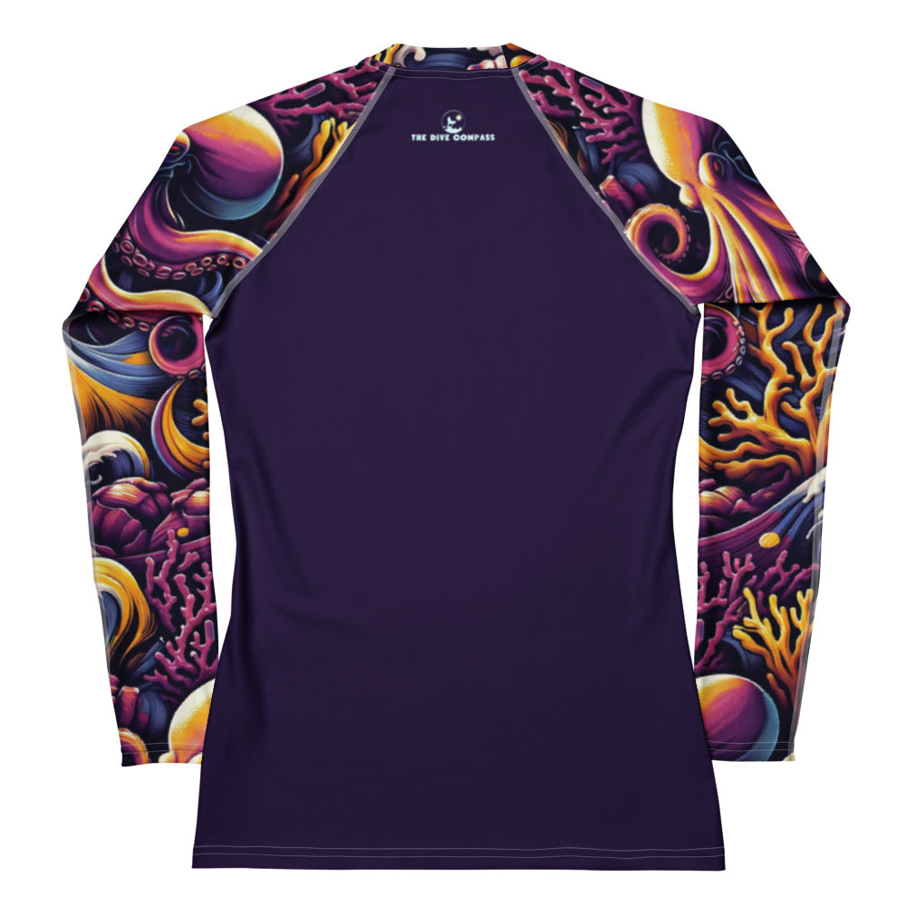 Octopus Ink Women's Rash Guard – back view – women's rash guard for snorkeling, freediving, and reef adventures