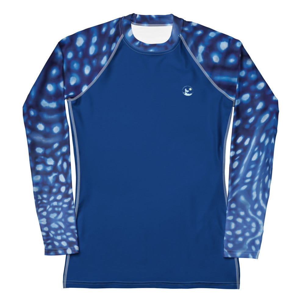 Whale Shark Constellation Women's Rash Guard – front view – women's rashie that fits under a wetsuit for tropical reef diving