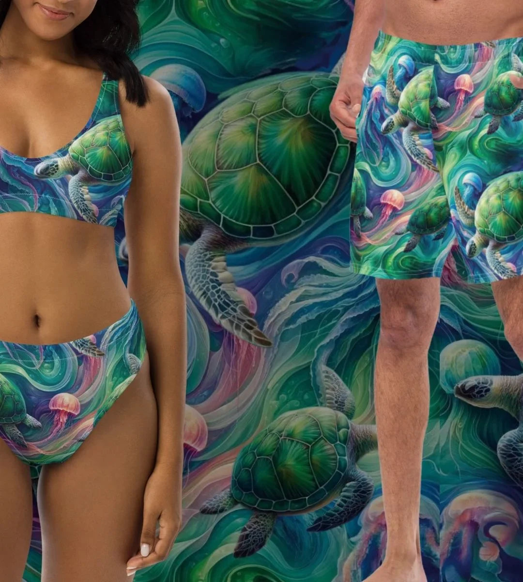 Psychedelic Turtle Swimwear