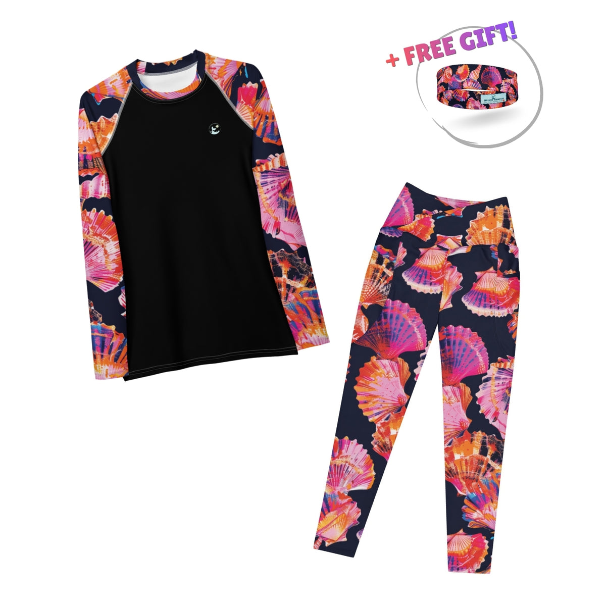 Dive Skins Set - Rash Guard + Scuba Leggings (with Pockets!) - Neon Shells