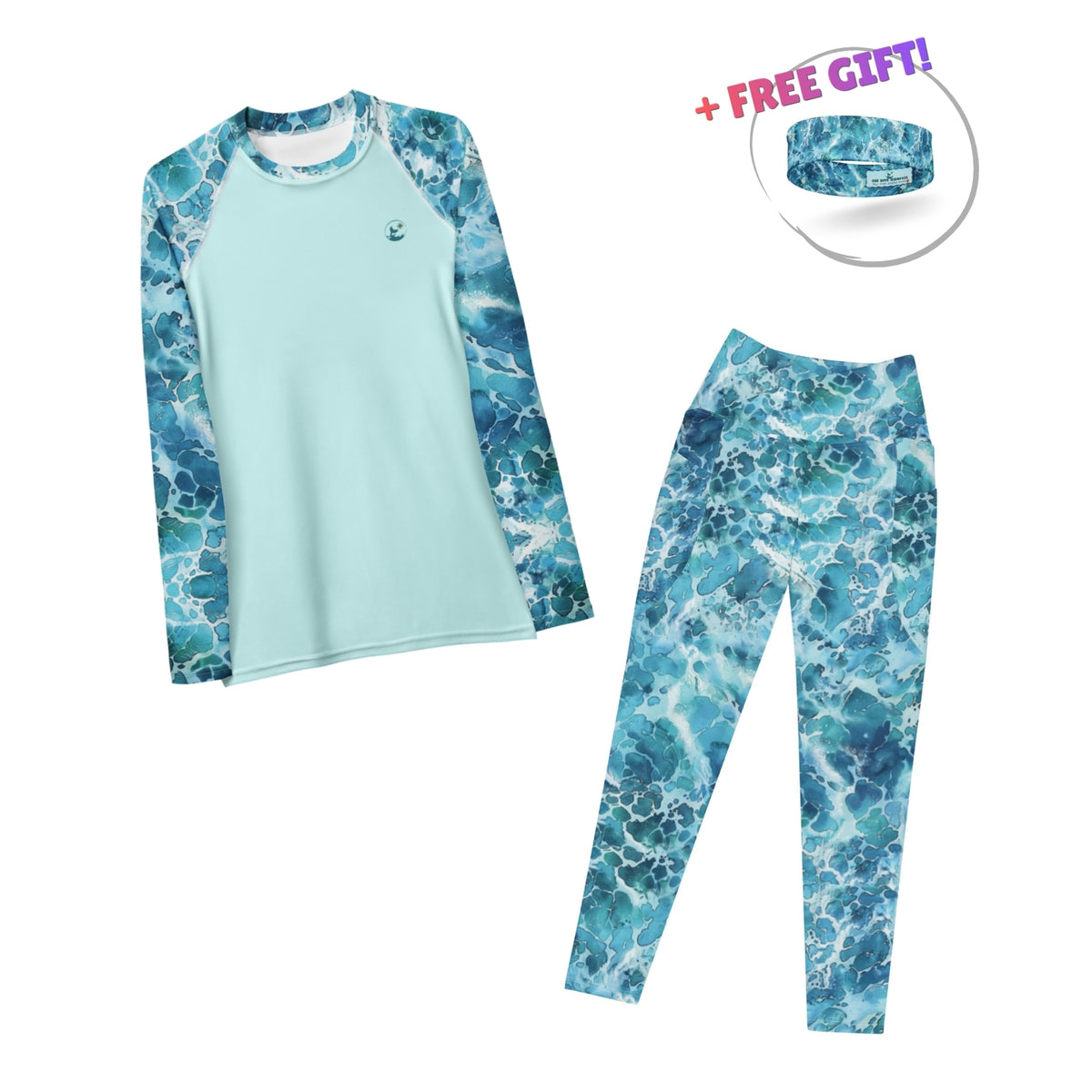 Dive Skins Set - Rash Guard + Scuba Leggings (with Pockets!) - Ocean Serenity
