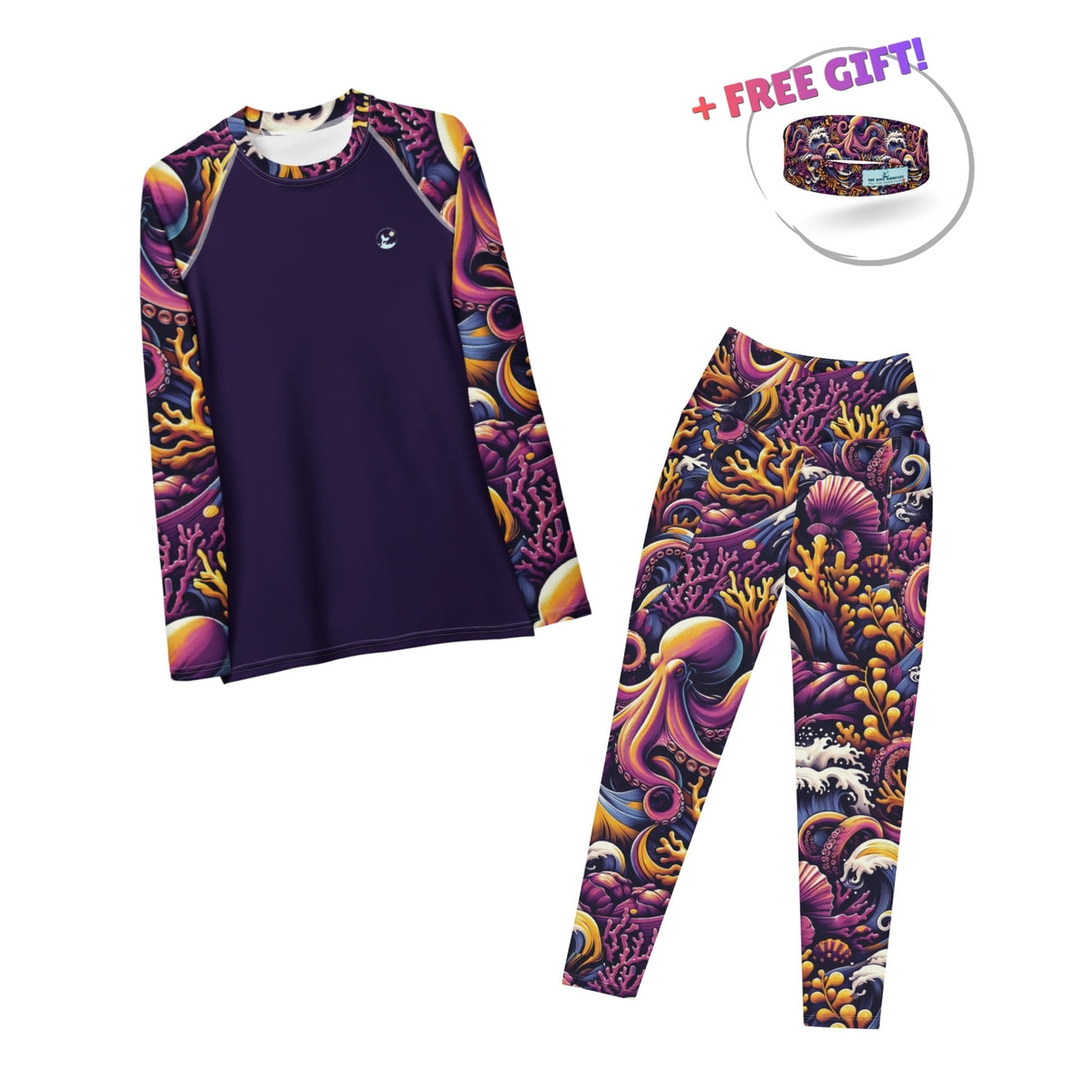 Dive Skins Set - Rash Guard + Scuba Leggings (with Pockets!) - Octopus Ink